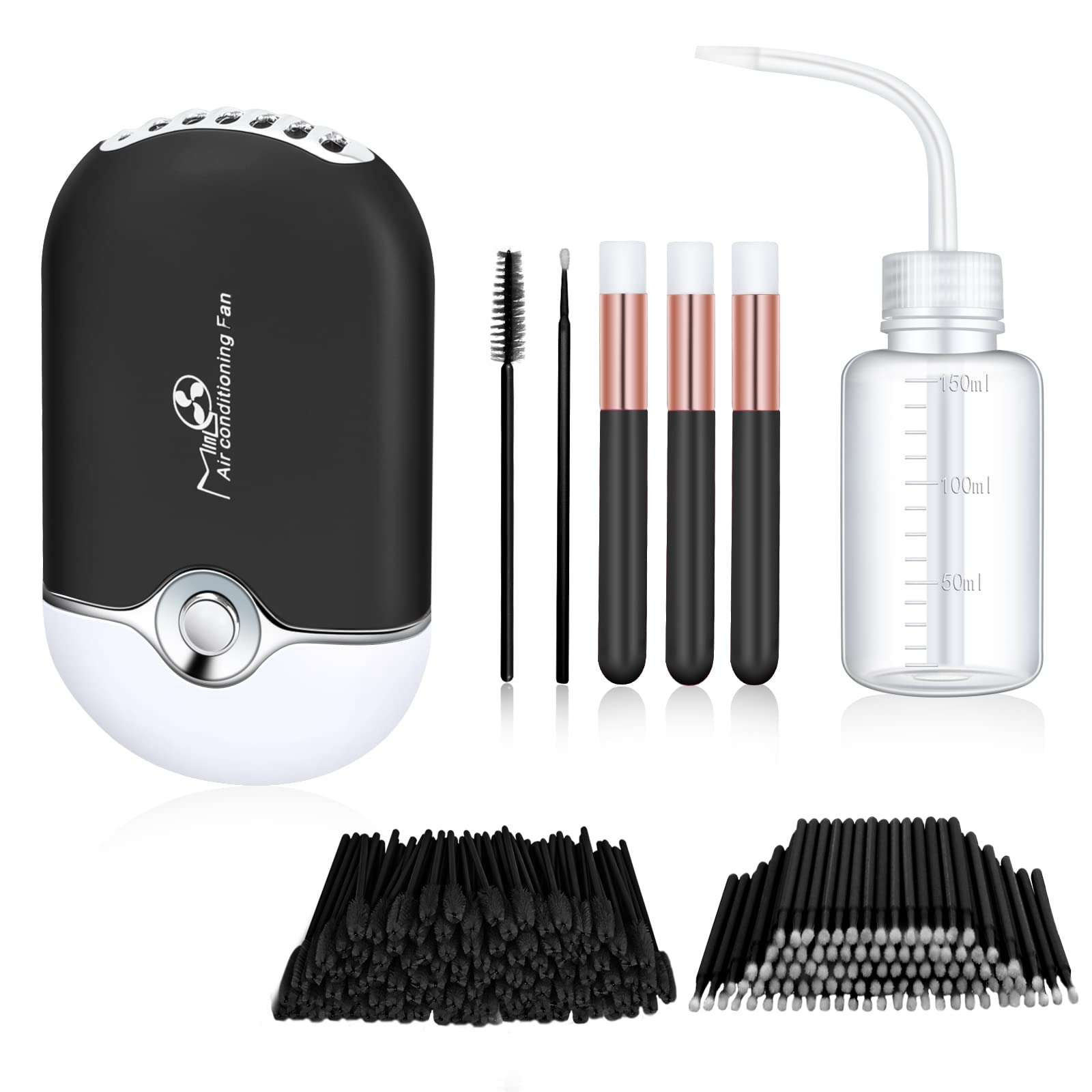 105 Pcs Lash Fan Kit - USB Rechargeable Handheld Fan for Makeup & Facial Care