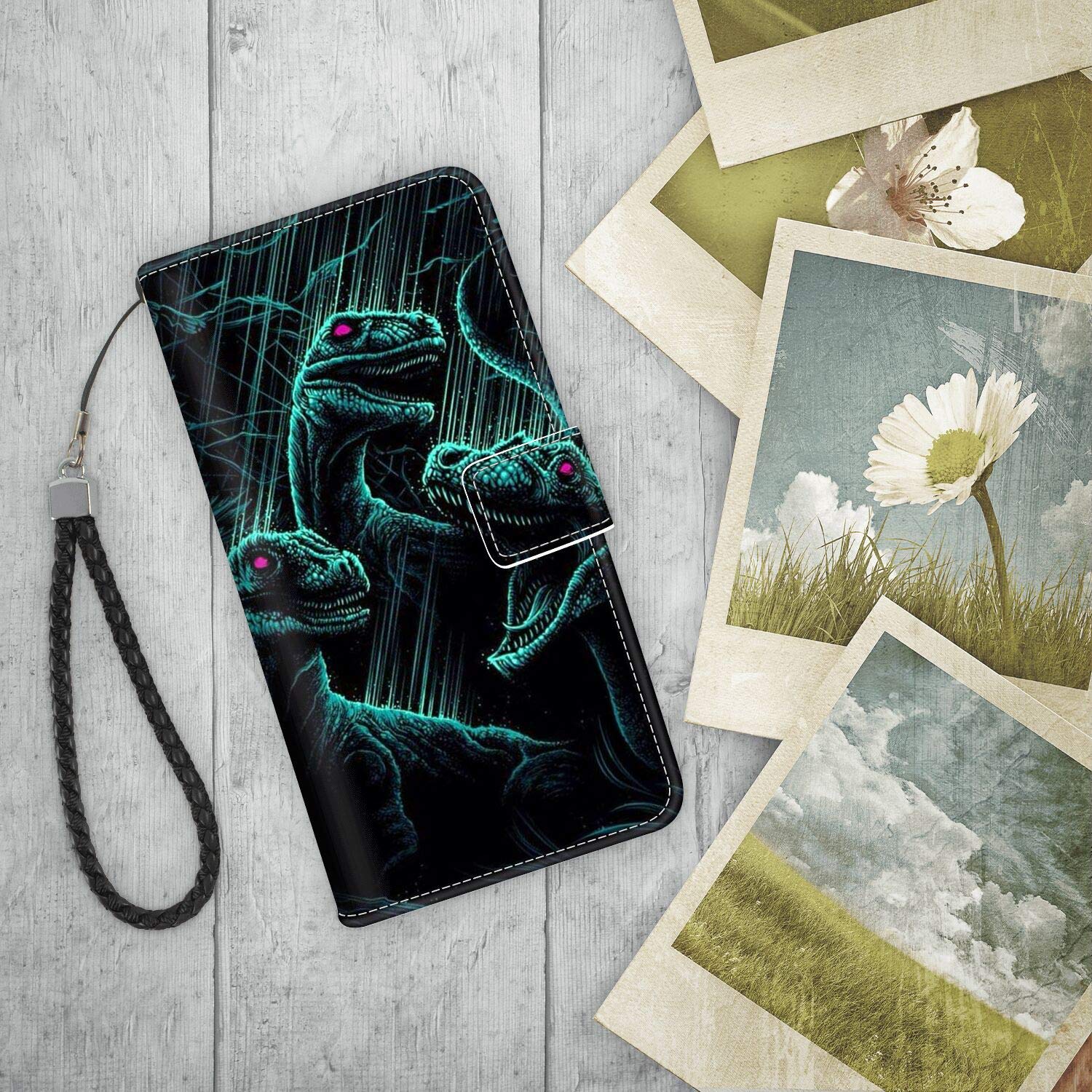 Horrible Dinosaur PU Leather iPhone 7/8 Wallet Case with Card Slots - Full Body Protection for iPhone 7/8 - Perfect for Daily Use, Travel & Hands-Free Convenience