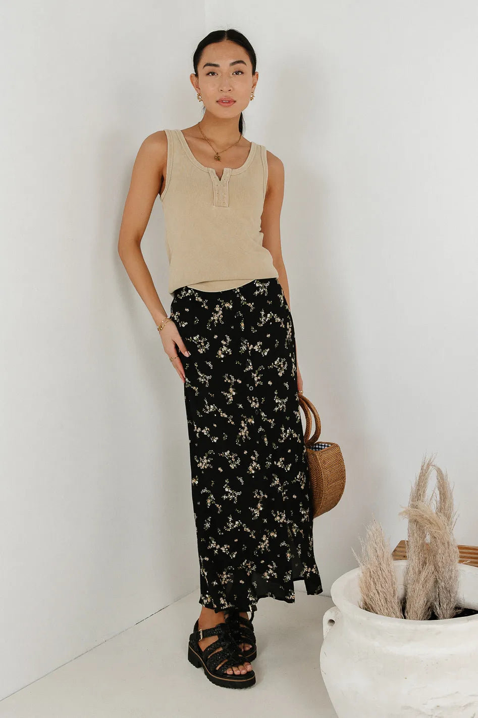 Emmett Ribbed Beige Tank Top for Women | Soft & Stretchy Casual Wear | Perfect for Summer, Gym, and Layering