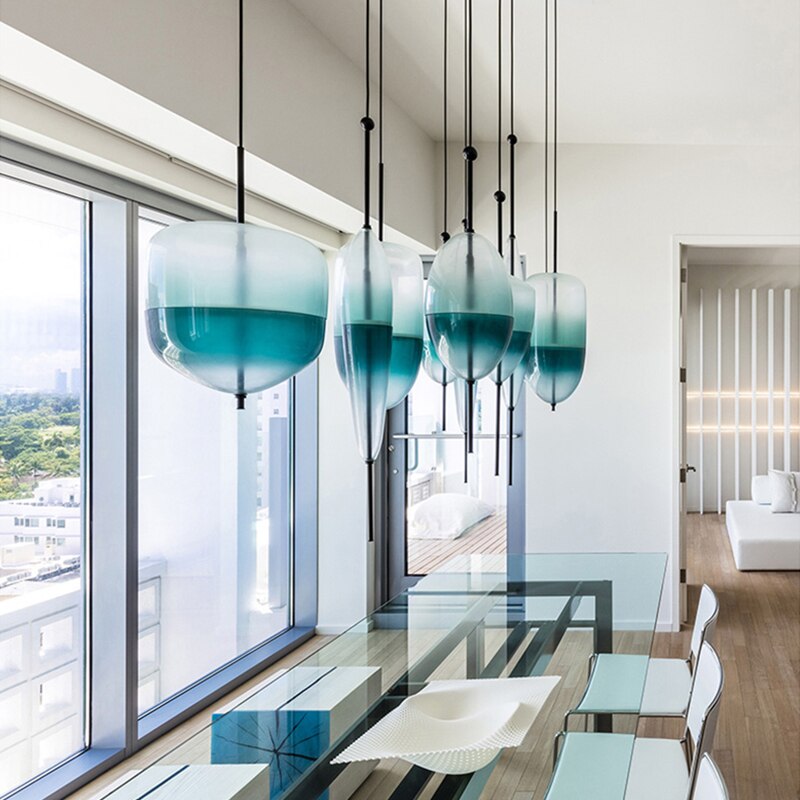 Tear Drop Glass Pendant Lights - Modern Dimmable Chandelier for Living Room, Dining Room, Bedroom & Kitchen | Elegant Hanging Ceiling Light Fixture