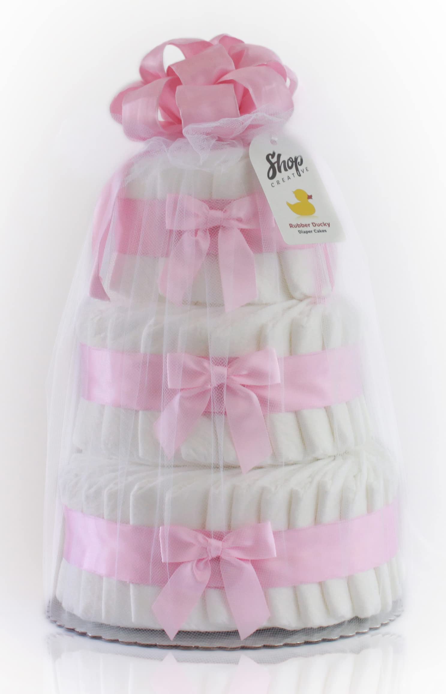 3-Tier Pink Classic Pastel Baby Shower Diaper Cake - Perfect for Gender Reveal Parties, Newborn Gifts & Nursery Decor