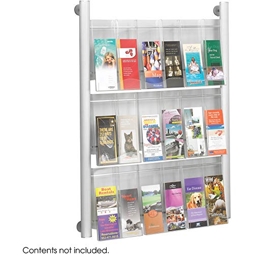 Safco 4134SL Luxe Magazine Rack - 9-Pocket Silver Organizer for Magazines, Books & Mail - Perfect for Home, Office & Waiting Rooms
