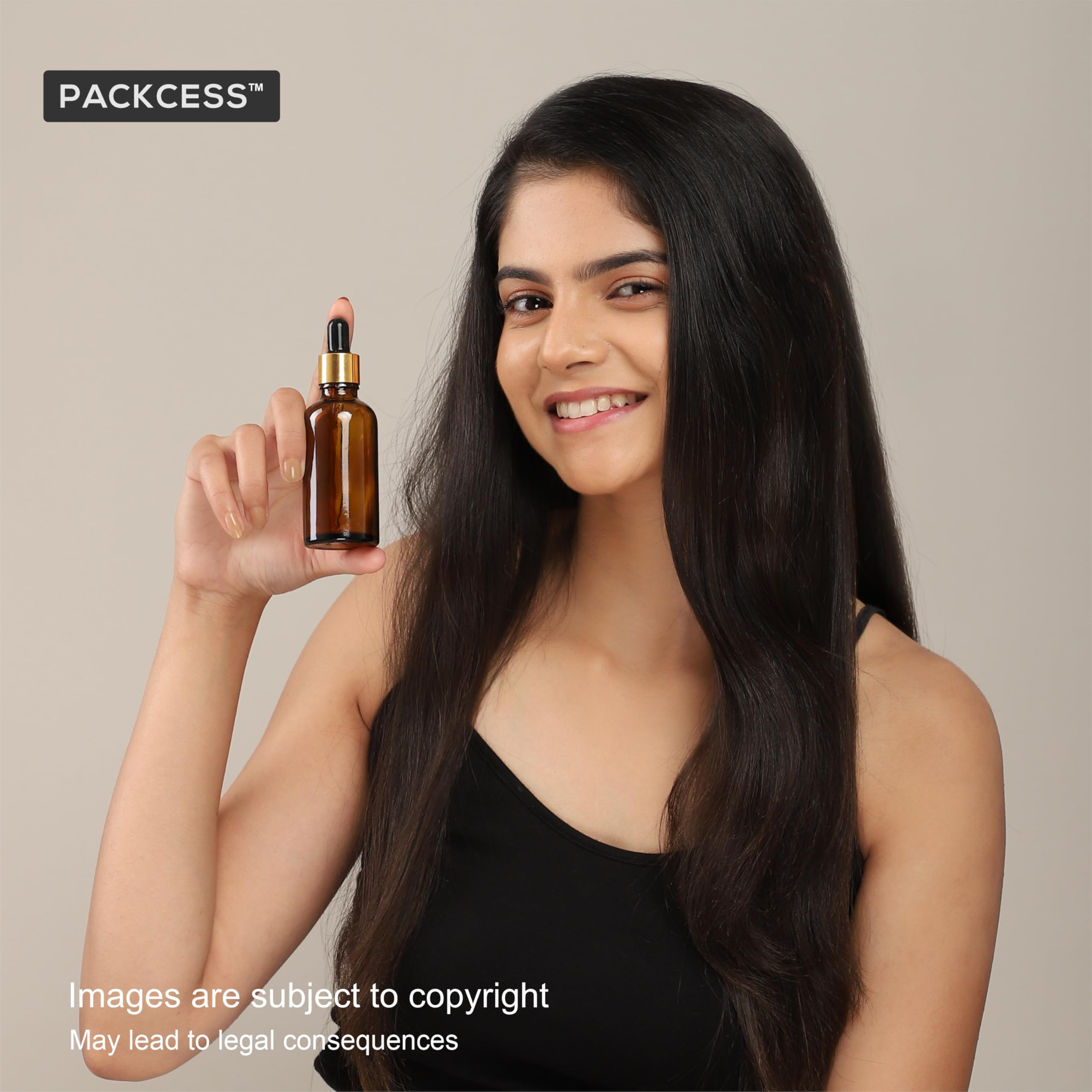 50ml Amber Glass Dropper Bottles with Golden Ring & Black Silicone Cap - Refillable Essential Oil Bottles for DIY, Tinctures, Serums & Cosmetics (Pack of 3) | Perfect for Aromatherapy, Skincare & Travel-Sized Beauty Products