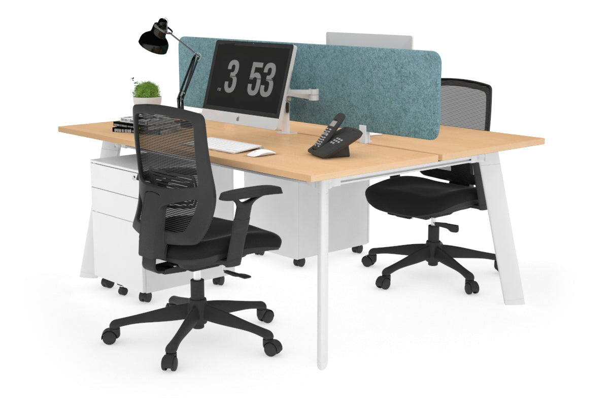 2-Person Workstation with White Frame - 1200L x 700W Dimensions - Perfect for Office, Home Office, and Collaborative Workspaces
