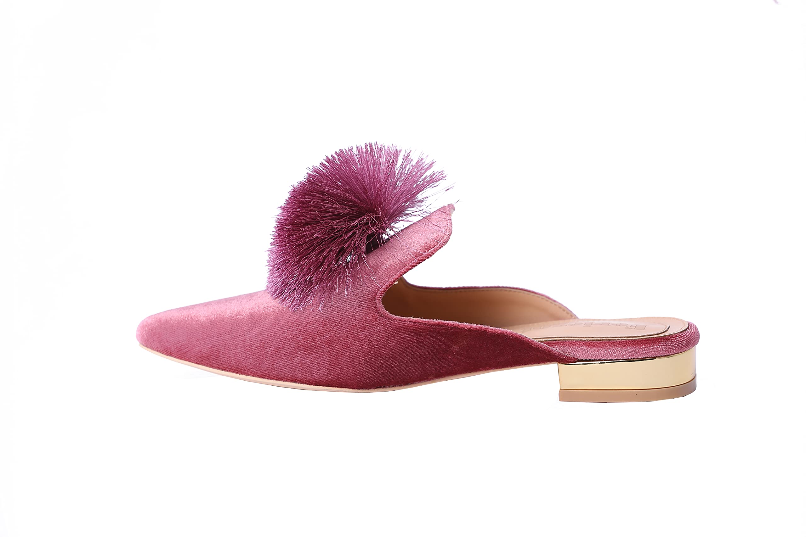Fericzot Women's Slip On Mule Loafers - Backless Pointed Toe Flats with Puff Pompom Decor, Comfortable Casual Shoes & House Slippers for Women - Perfect for Home, Office, and Daily Wear
