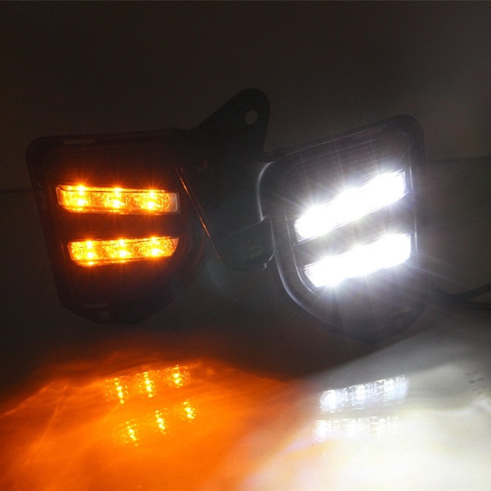 6000K LED Daytime Running Lights with Yellow Turn Signal - Compatible for Toyota Hiace 2014-2018 | Durable Front Bumper DRL for Enhanced Visibility & Safety During Day/Night Driving