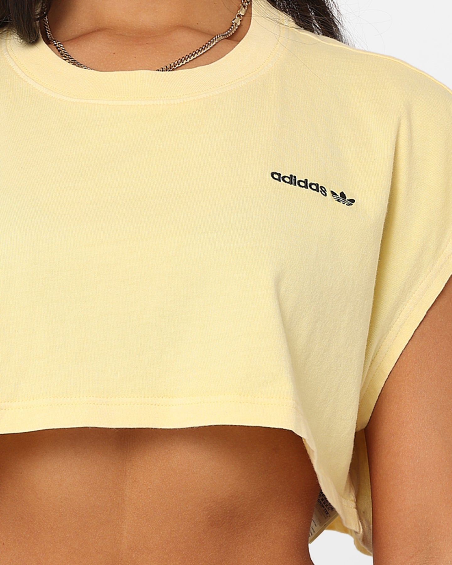 Adidas Women's Must Crop T-Shirt - Almost Yellow Athletic Top for Running, Yoga & Casual Wear