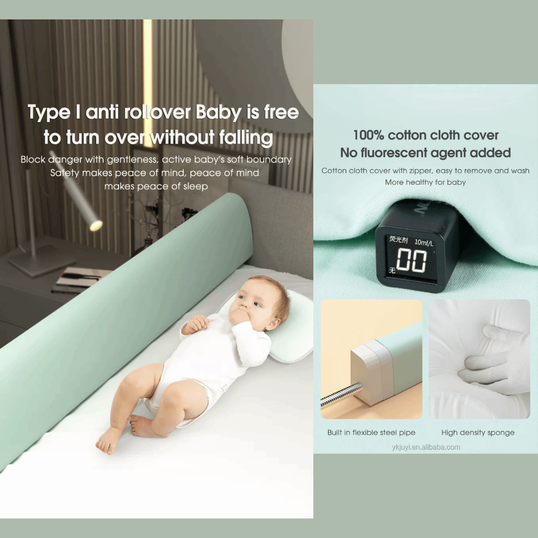 Soft Padded Baby Bed Fence Guardrail - Safe Crib Rail Cover for Toddlers & Kids | Perfect for Nursery, Daycare & Co-Sleeping Safety