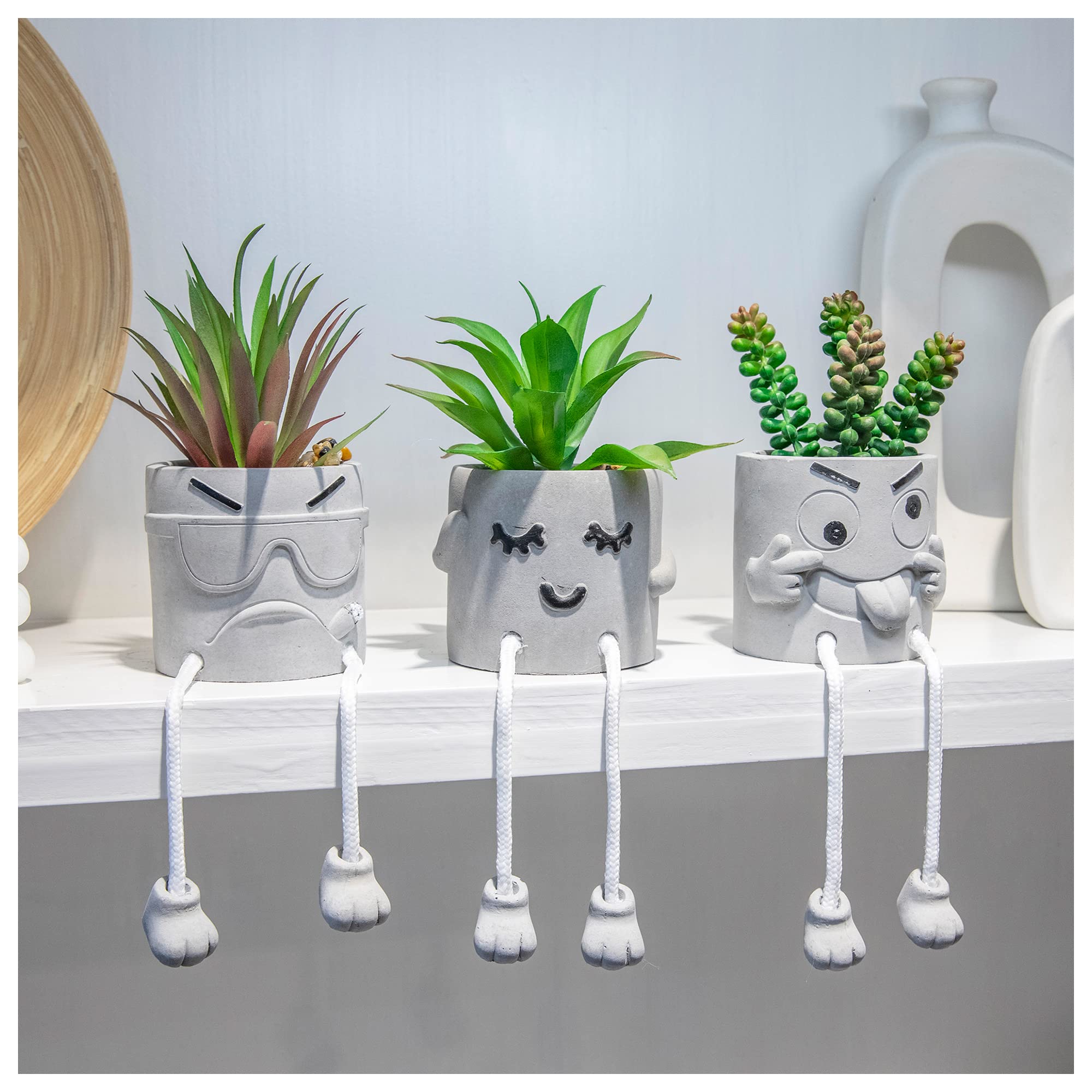 3PCS Artificial Succulent Plants - Small Fake Plants for Office Desk, Bedroom & Bathroom Decor - Lovely Faux Succulents for Home & Workspace - Perfect for Desk Organizing, Gift Giving & Interior Styling