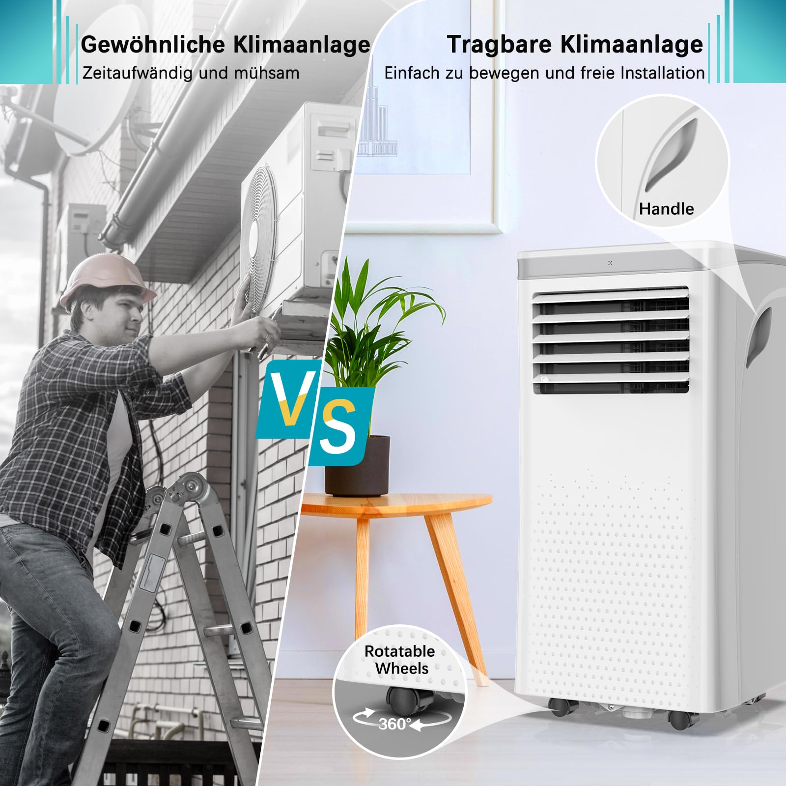 **7000 BTU Portable Air Conditioner - 4-in-1 Cooling, Ventilation, Dehumidifier & Sleep Mode with Remote - Covers Up to 35㎡ (White) - Perfect for Bedrooms, Offices & Small Apartments**