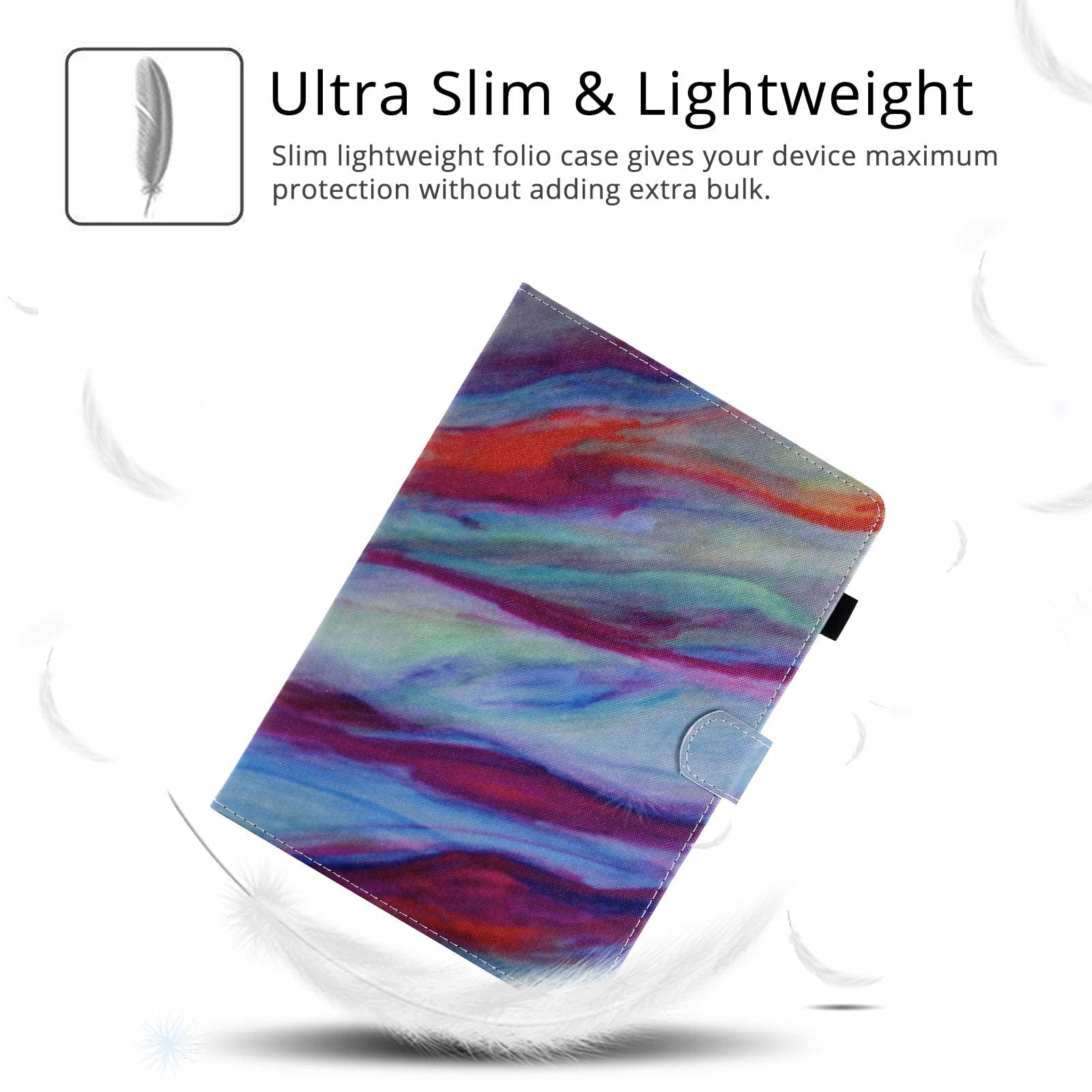 Premium PU Leather Magnetic Folio Stand Cover for Kindle Paperwhite 10th Gen (2018) - Auto Sleep/Wake | Pencil Holder | Colorful Marble Design | Perfect for Reading, Travel & Work Commute
