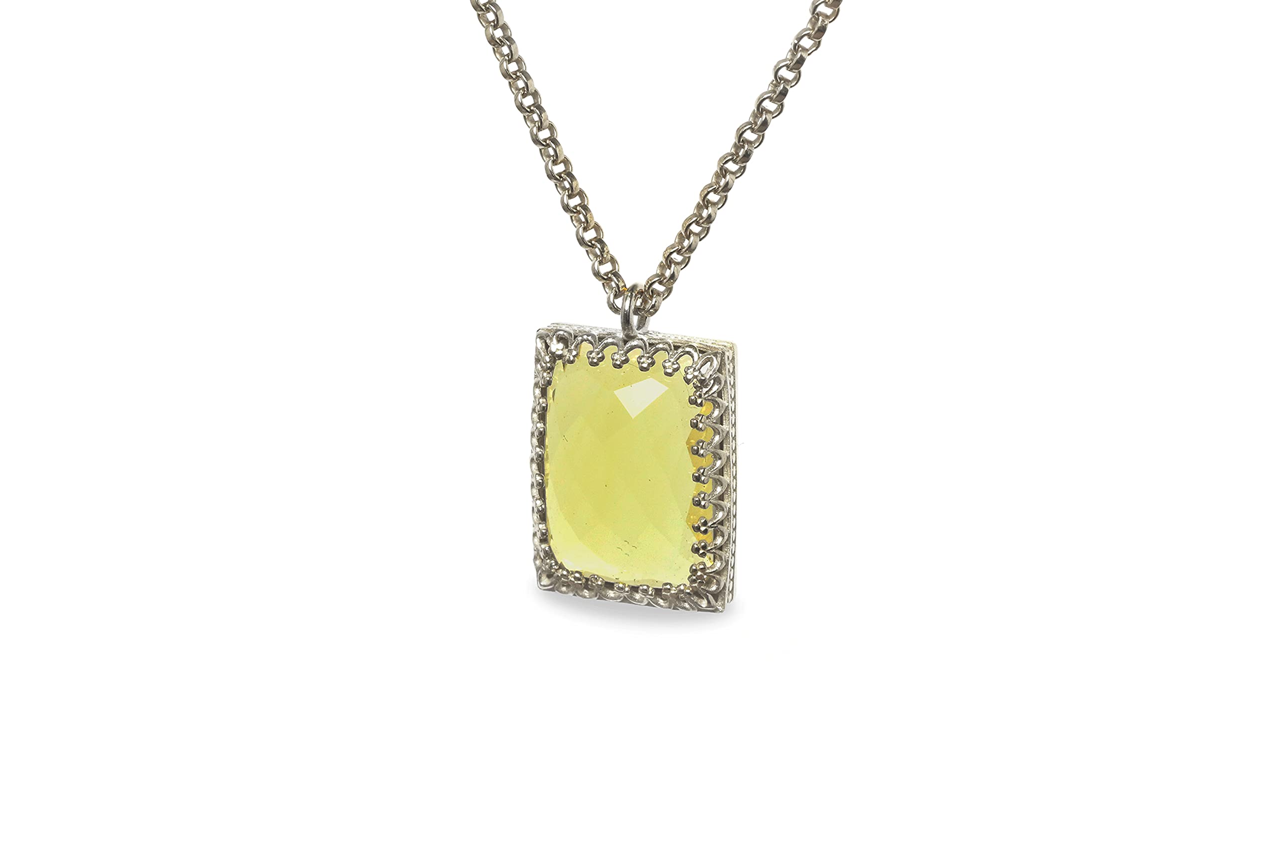 Handmade Lemon Quartz Pendant Necklace for Women - Vintage Inspired Crystal Jewelry, Artisan Statement Necklace - Customizable Material - Perfect for Weddings, Parties & Everyday Elegance