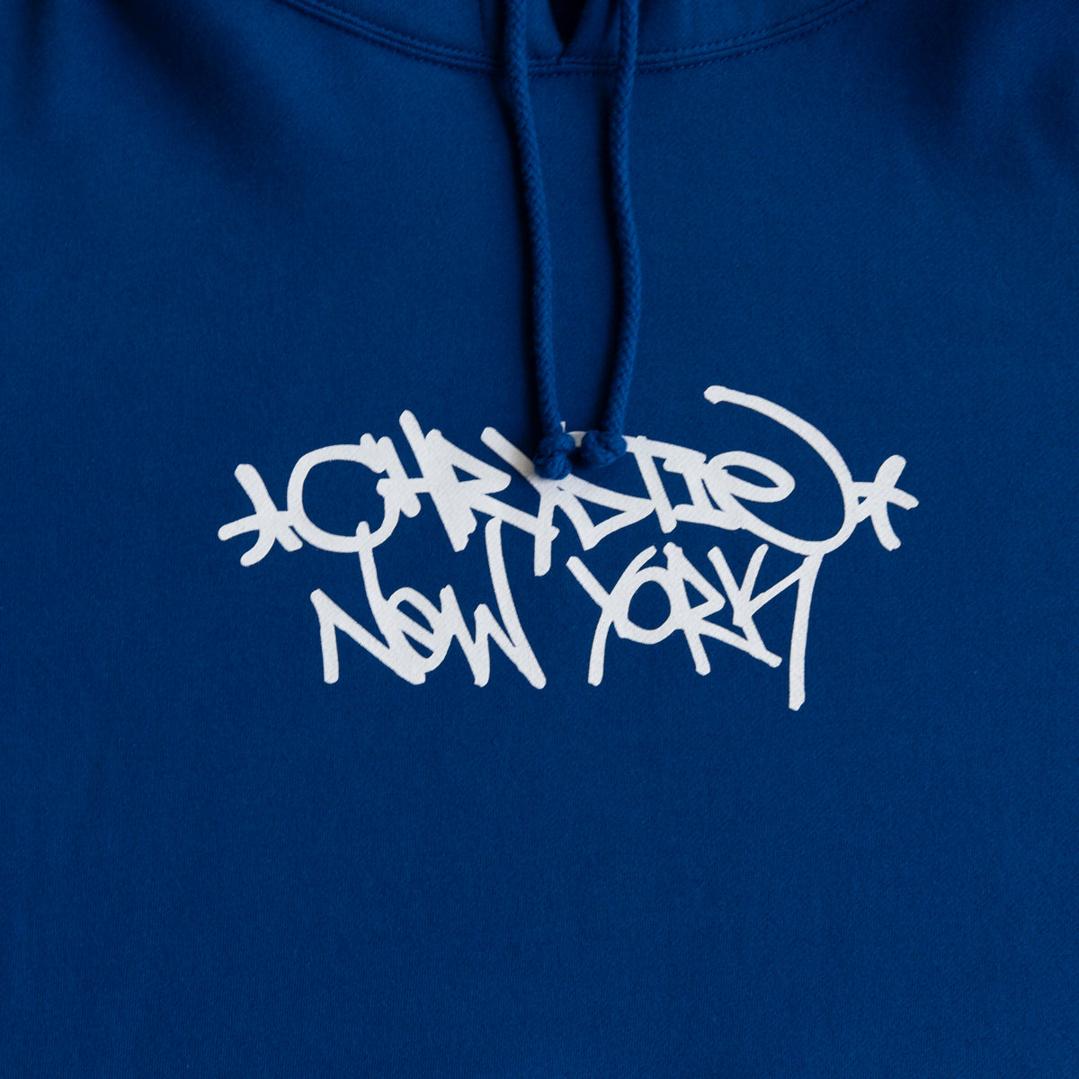 Chrystie NYC Tag Logo Hoodie - Royal Blue Pullover Sweatshirt for Men & Women | Casual Streetwear, Loungewear & Winter Fashion
