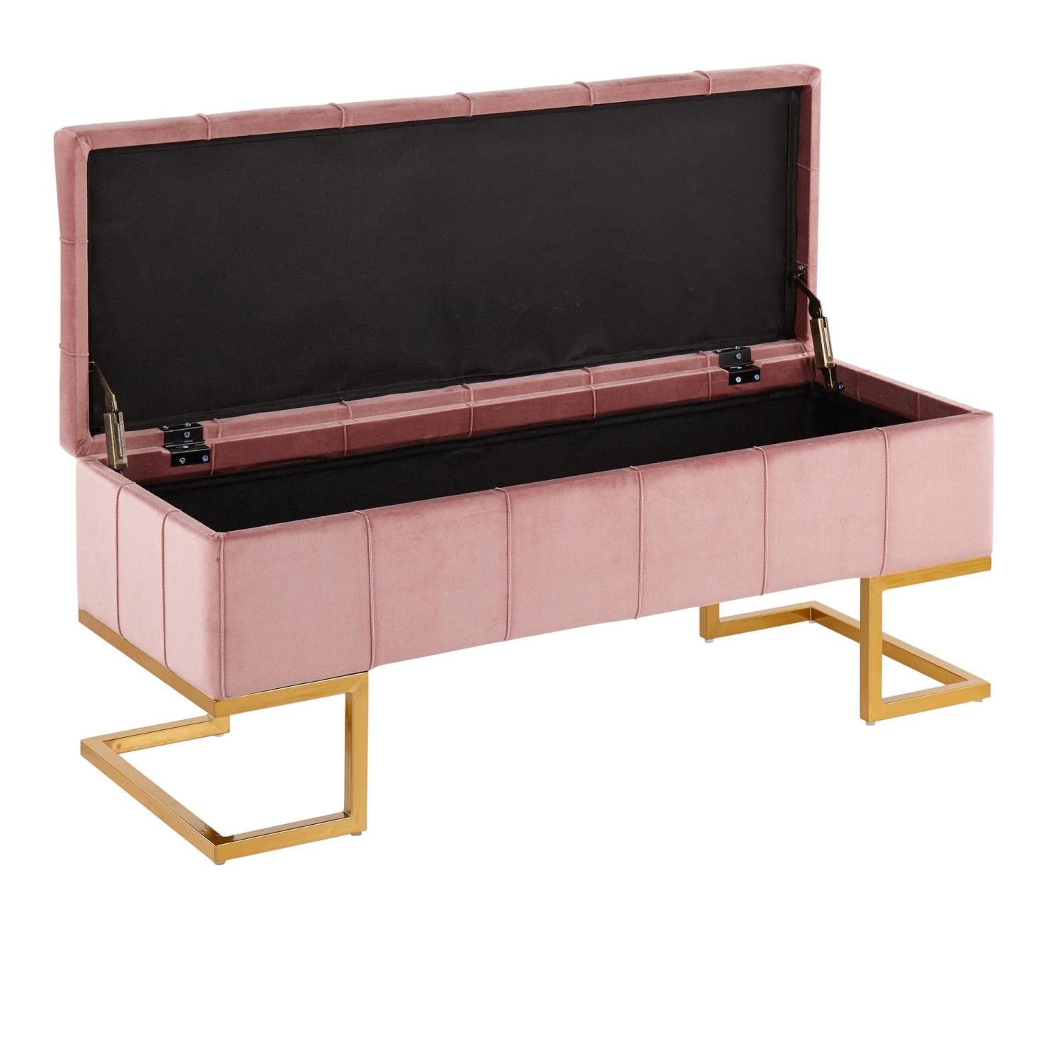 LumiSource Midas Velvet Upholstered Storage Bench - Entryway & Bedroom Organizer with Hidden Storage | Perfect for Small Spaces, Hallway Seating & Closet Organization