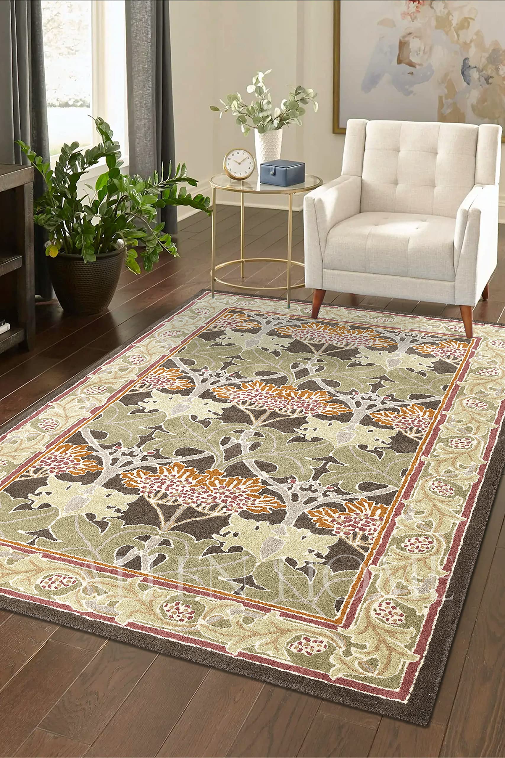 Hand Tufted Traditional Wool Area Rugs by Allen Home - 100% Natural Wool, Durable & Soft - 8'x10' Living Room, Dining Room, Bedroom Rug - Mariya Green - Perfect for Cozy Home Decor & High Traffic Areas