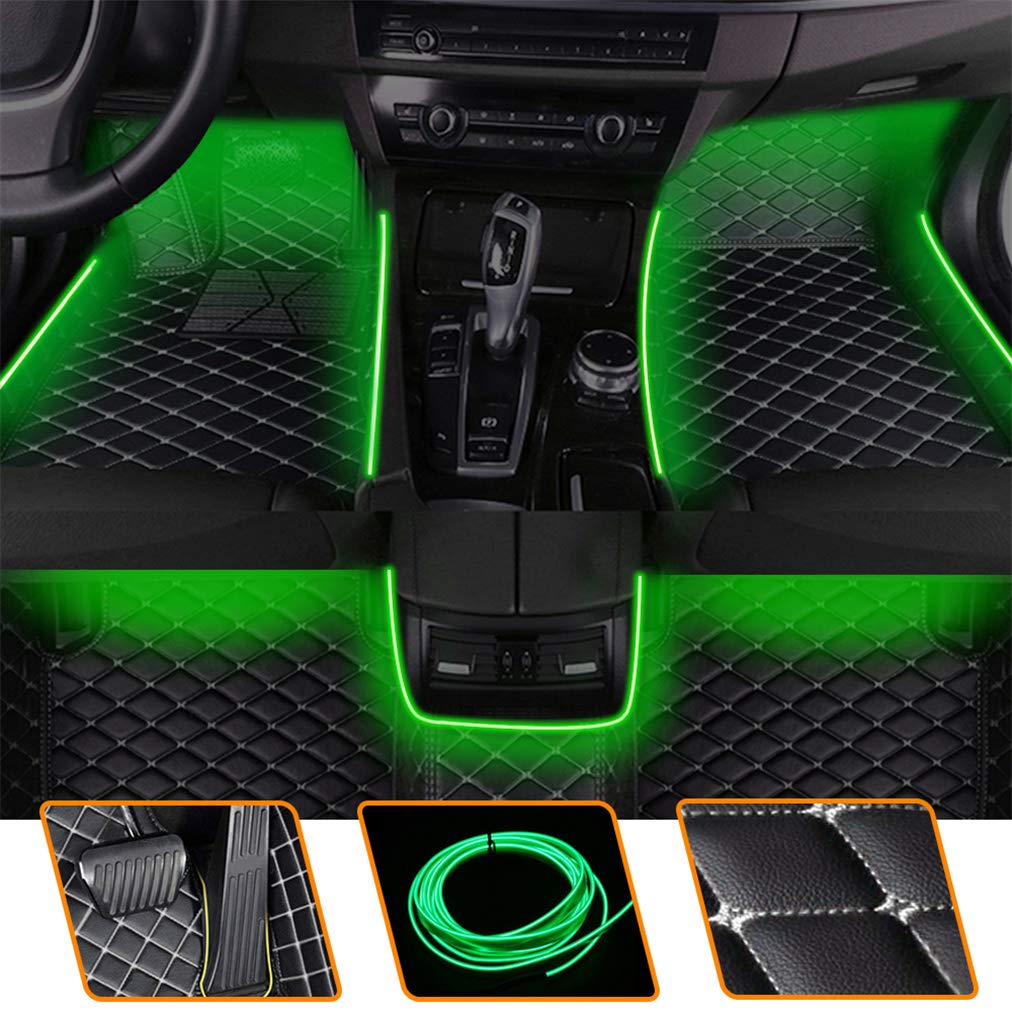 Premium Custom All-Weather Leather Car Floor Mats for Dodge Dart 2015-2018 - Luxury Protection with LED Green Lights - Perfect for Daily Commute, Road Trips & Extreme Weather Conditions
