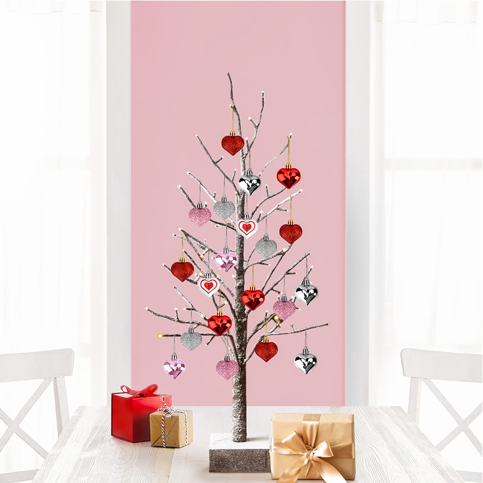 30 Pcs Valentine's Day Heart Ornaments - 7 Styles Romantic Tree & Home Decor for Couples, Weddings, Parties & Festive Celebrations