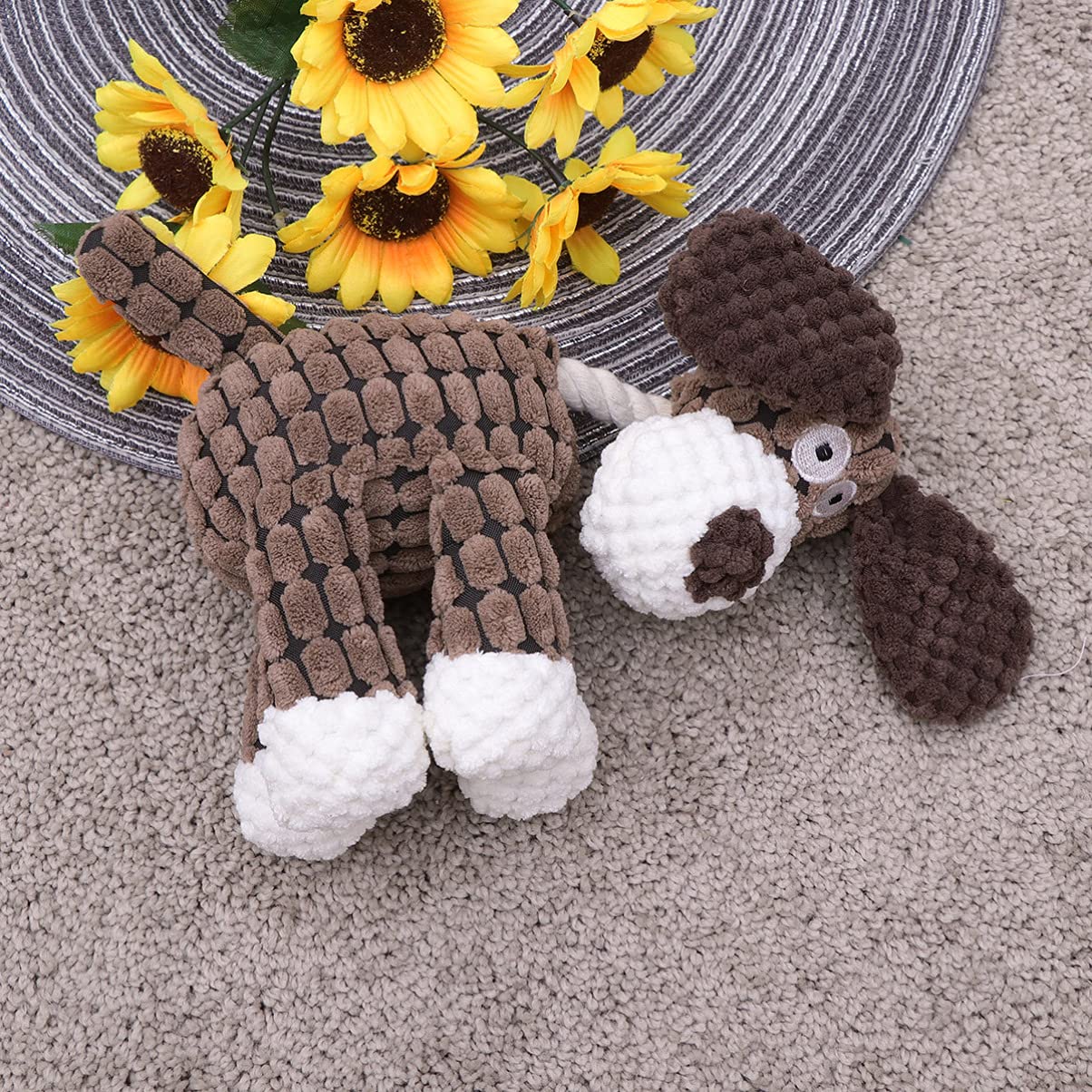 POPETPOP Interactive Squeaky Dog Toys for Small Dogs - Plush Pig Stuffed Animal with Rope, Brain Training & Educational Chew Toy - Perfect for Christmas Gifts, Indoor Play & Puppy Teething Relief