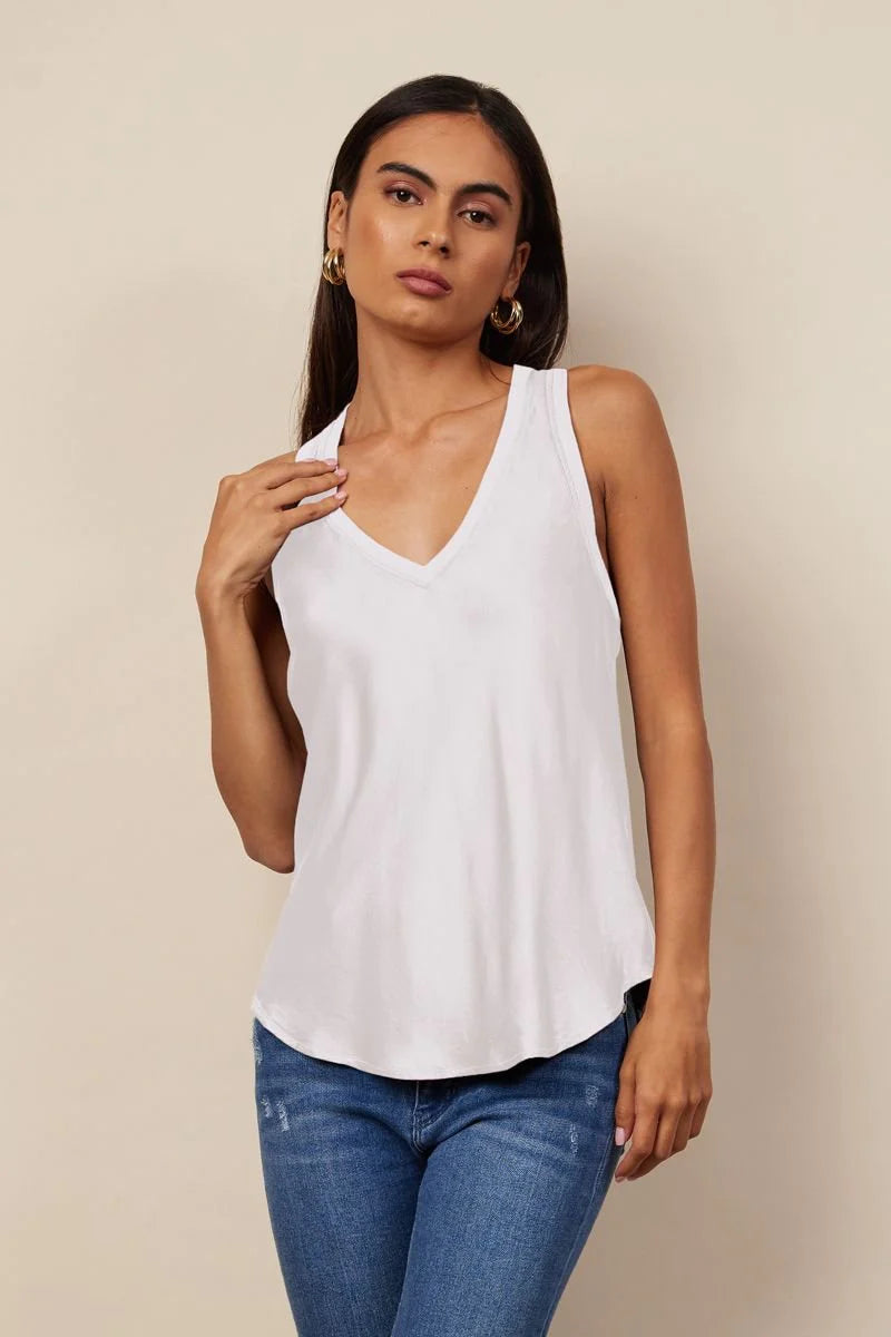 Bridget Women's Silky Tank Top - White | Soft & Comfortable Sleeveless Blouse for Casual Wear, Layering & Summer Outfits