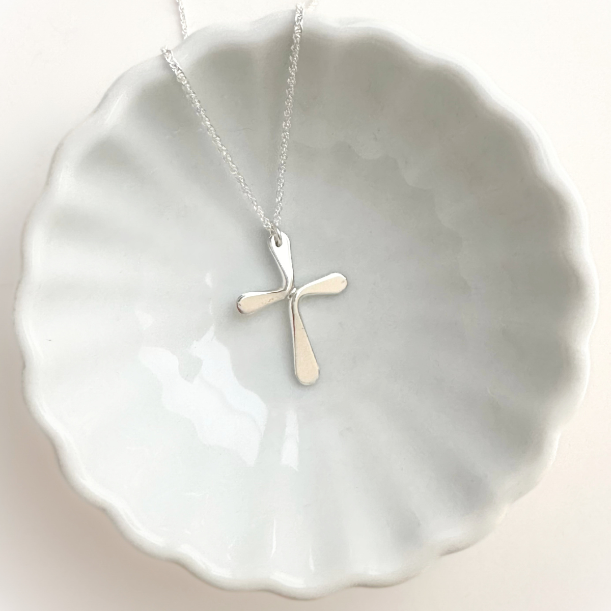 925 Sterling Silver Forged Cross Pendant Necklace for Women - Religious Jewelry Gift for Baptism, Confirmation & Everyday Wear