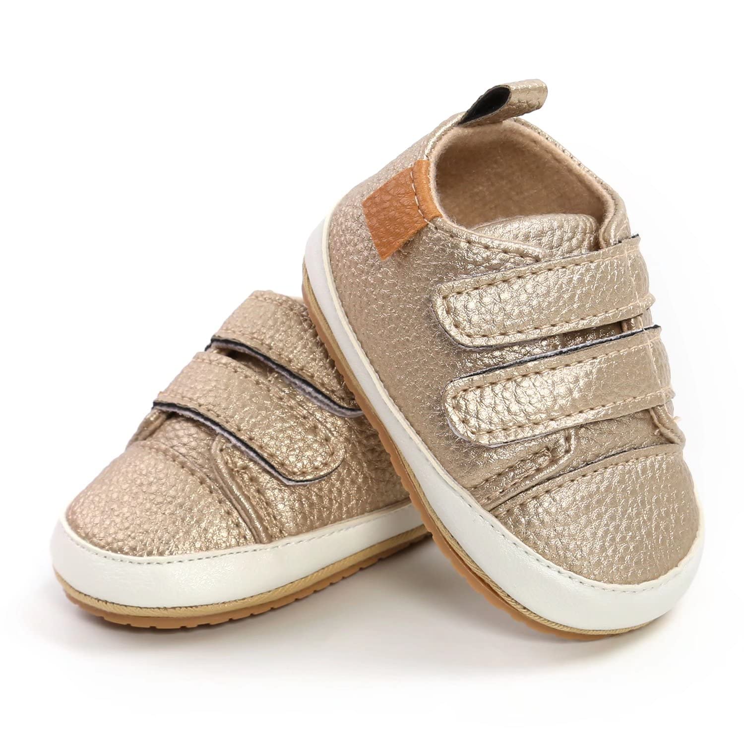 Non-Slip Rubber Sole Baby Boys & Girls High-Top PU Leather Sneakers - First Walking Shoes for Infants, Toddler Crib Shoes, Newborn Loafers | Perfect for Playtime, Daycare & Special Occasions