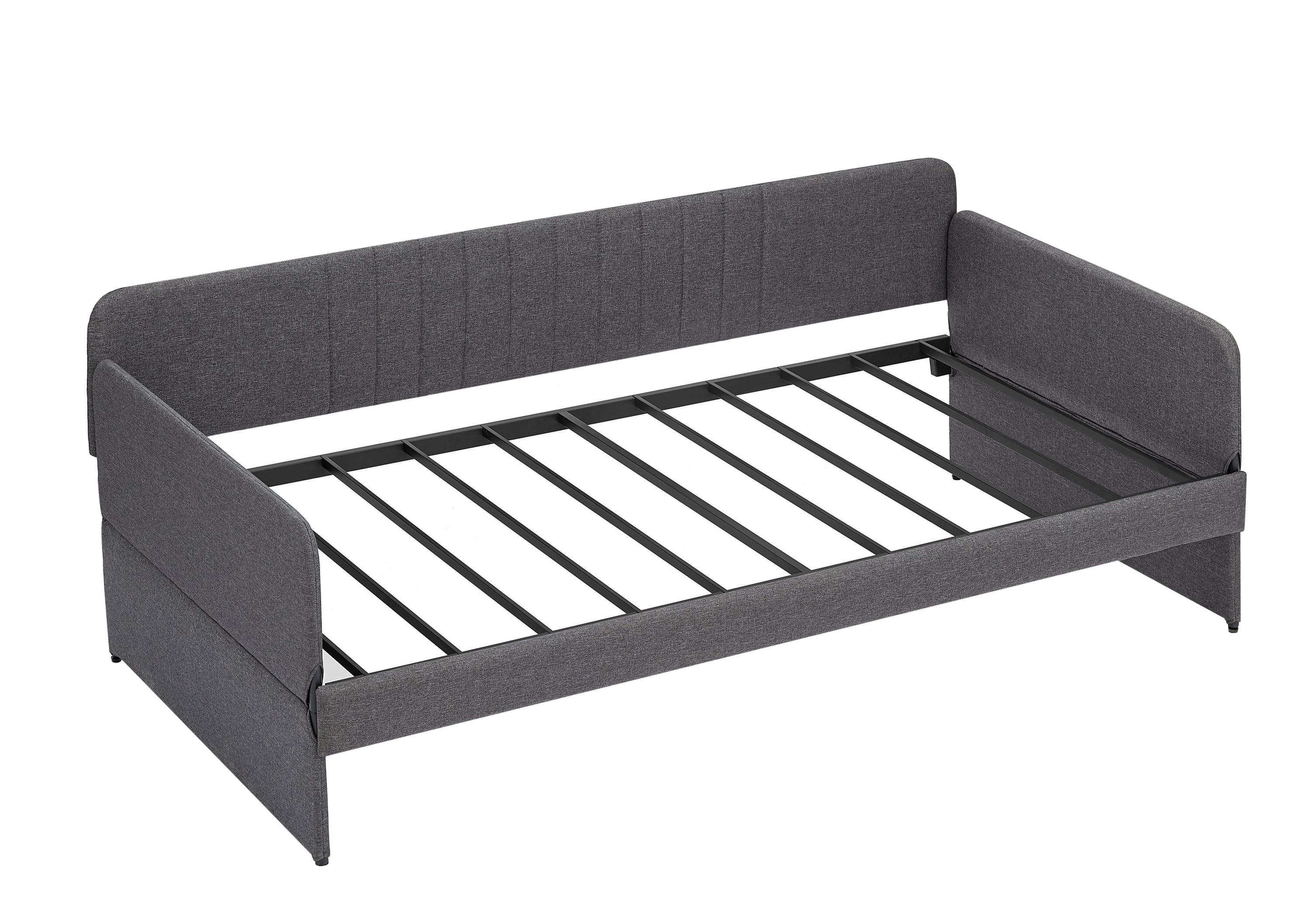 Metal Frame Daybed with Trundle - Twin Size Sofa Bed in Grey (78.4''W x 41''D x 29.8''H) - Perfect for Guest Rooms, Small Apartments & Home Offices