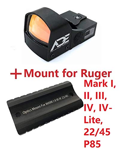 Ade Advanced Optics Crusader RD3-009 Red Dot Reflex Sight with Mounting Plate - Compatible with Ruger Mark I, II, III, IV, IV-Lite & Picatinny Rails - Perfect for Pistol Shooting, Hunting, and Tactical Training