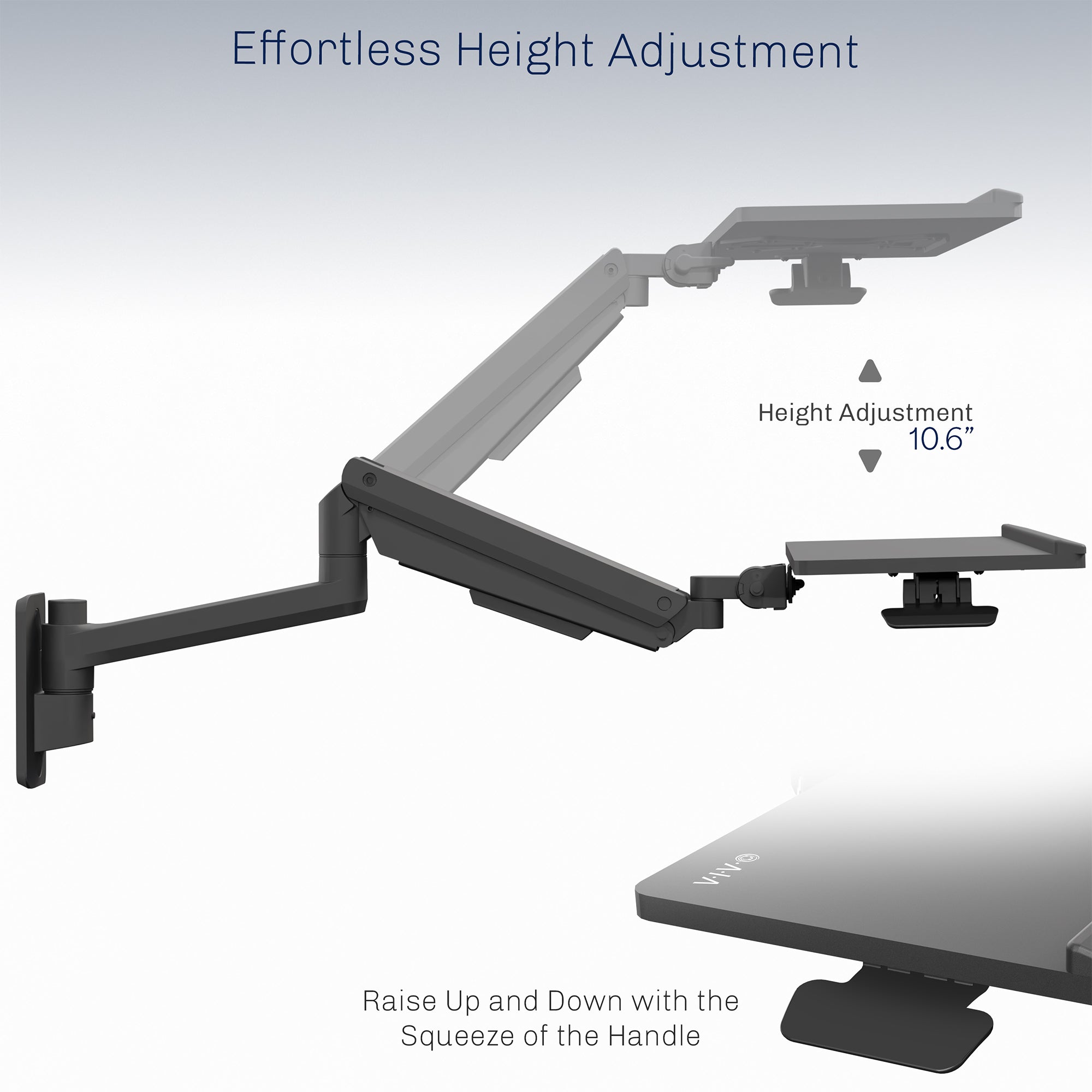 Wall Mounted Keyboard Tray - Ergonomic Adjustable Pneumatic Under Desk Keyboard Holder for Office & Home Workspace - Perfect for Standing Desks, Gaming Setups & Small Spaces