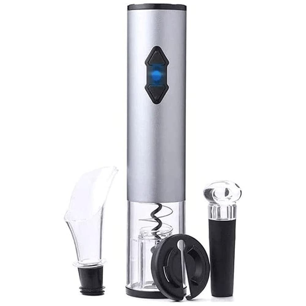Rechargeable Electric Wine Bottle Opener Kit - Automatic Corkscrew with Foil Cutter, Vacuum Stopper & Wine Aerator Pourer - USB Charging Cable Included - Perfect Gift Set for Wine Lovers - Ideal for Home Bars, Parties, and Wine Tasting Events
