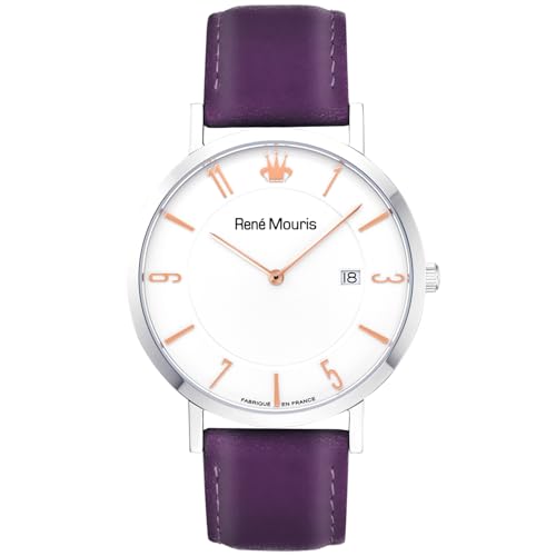 White Dial - Silver Case - Purple Strap - Rose Gold Applique