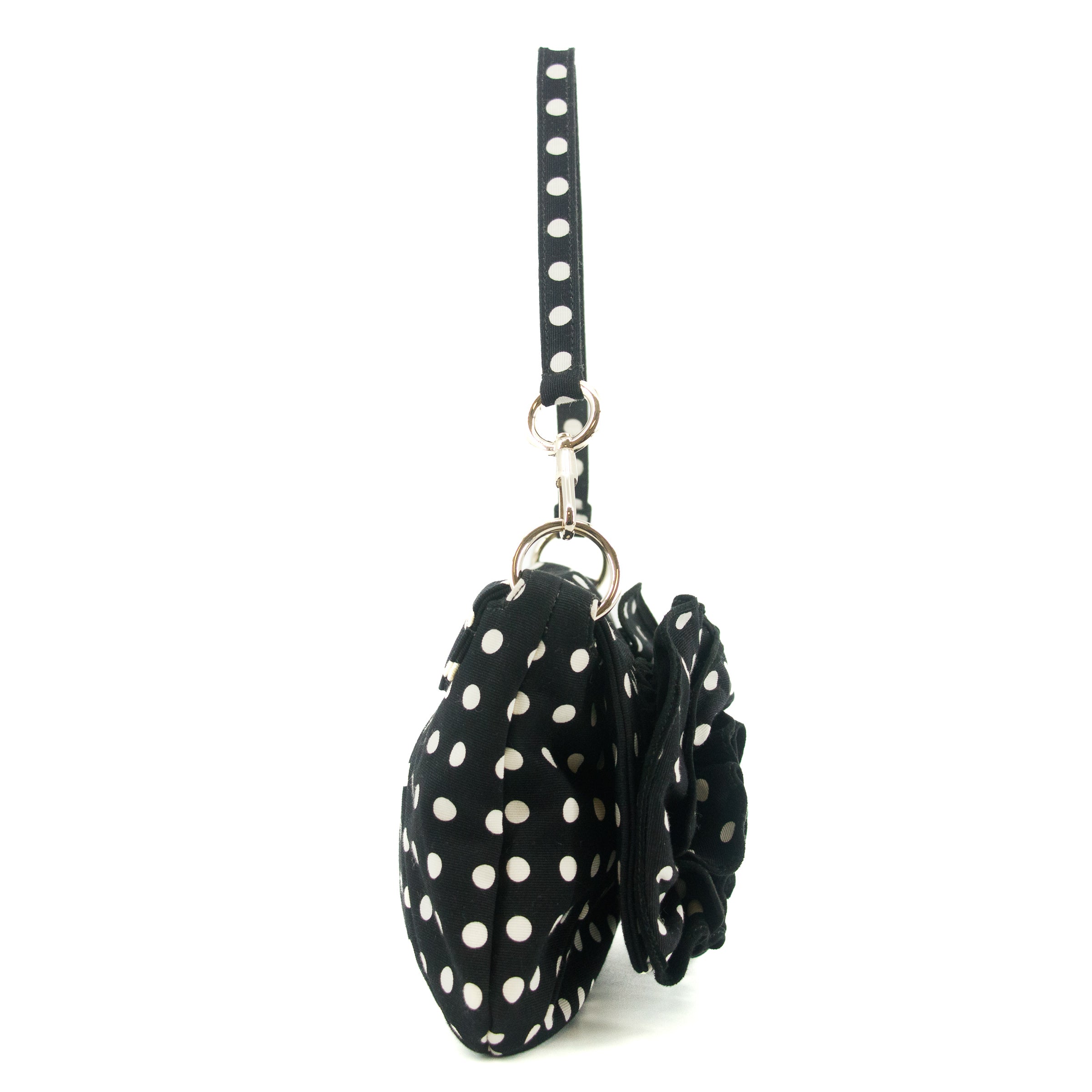 Yves Saint Laurent Black Polka Dot Canvas Shoulder Bag #5276 - Stylish & Trendy Crossbody Purse for Women, Perfect for Work, Travel & Evening Out