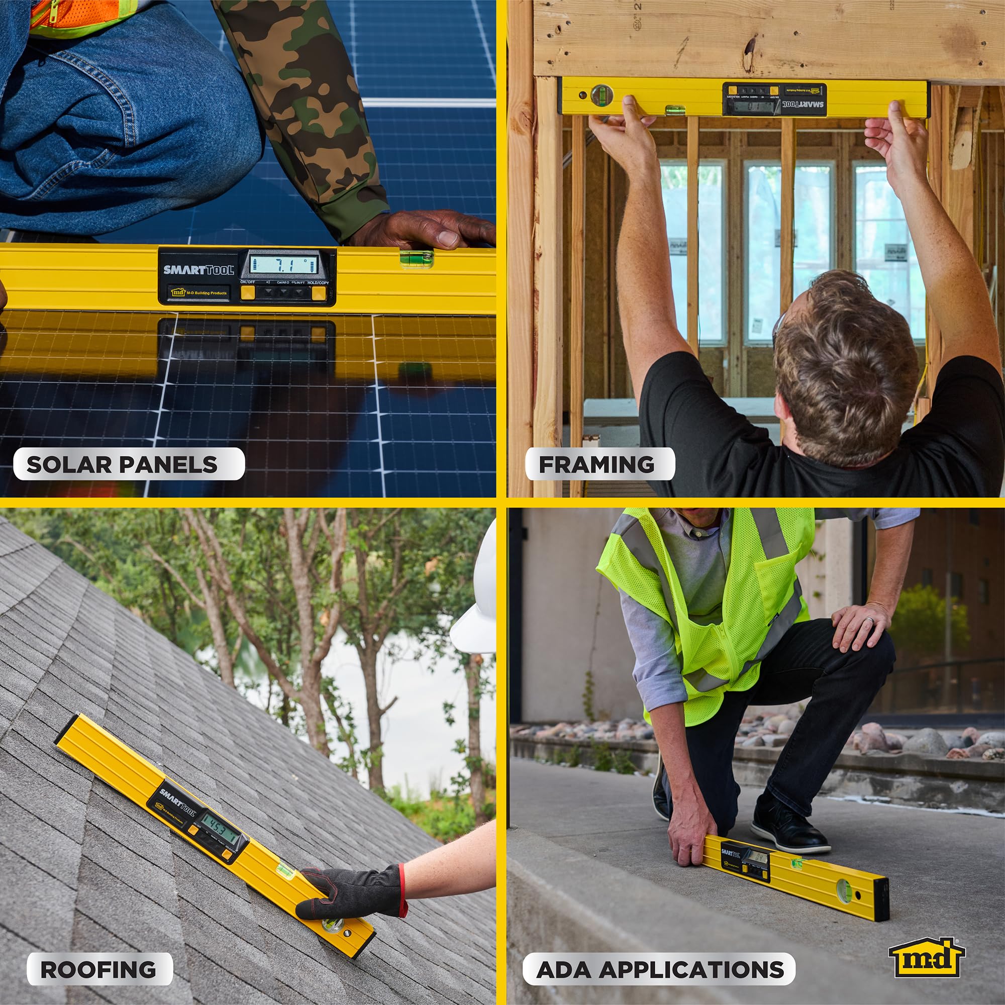 M-D Building Products 92325 SMARTTOOL® 48 Inch Digital Level - High Precision LCD Angle Finder with Audible Alerts, Waterproof Design & Durable Aluminum Frame - Ideal for Construction, Carpentry, and DIY Projects - Includes Protective Carry Case