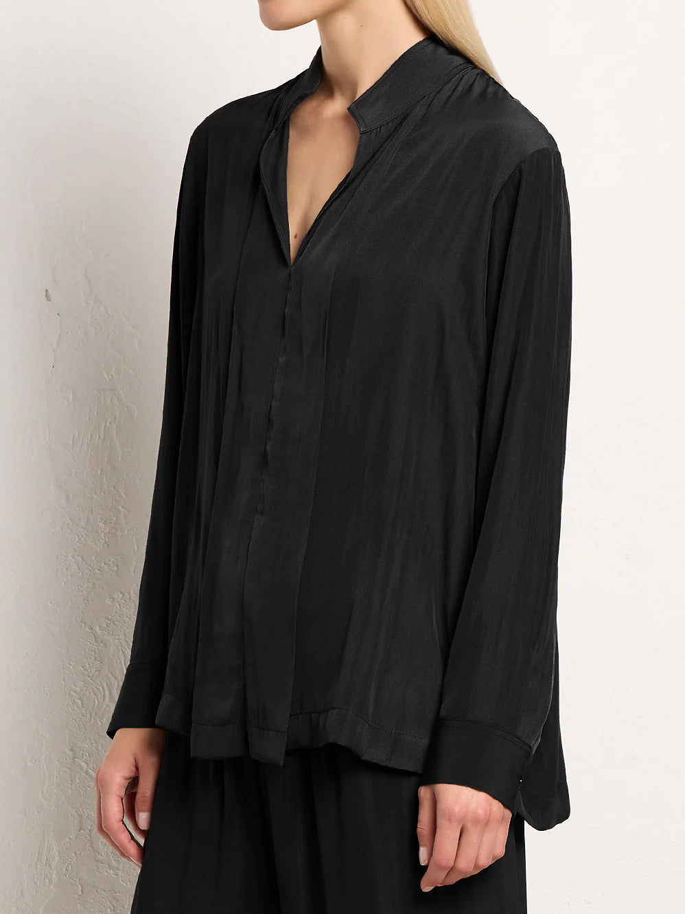 Stylish Bevel Neck Shirt in Coal Black - Perfect for Casual Outfits & Office Wear