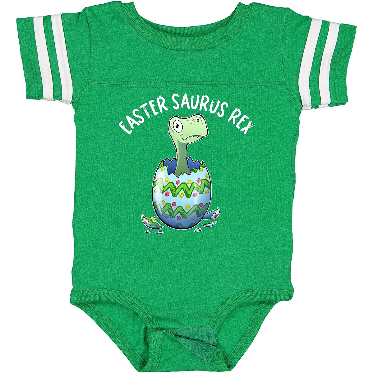 Inktastic Easter Saurus Rex Dinosaur Hatching Easter Egg Baby Bodysuit - Cute Dino Themed Outfit for Easter, Birthday & Baby Showers - Soft Cotton Infant Onesie for Boys & Girls