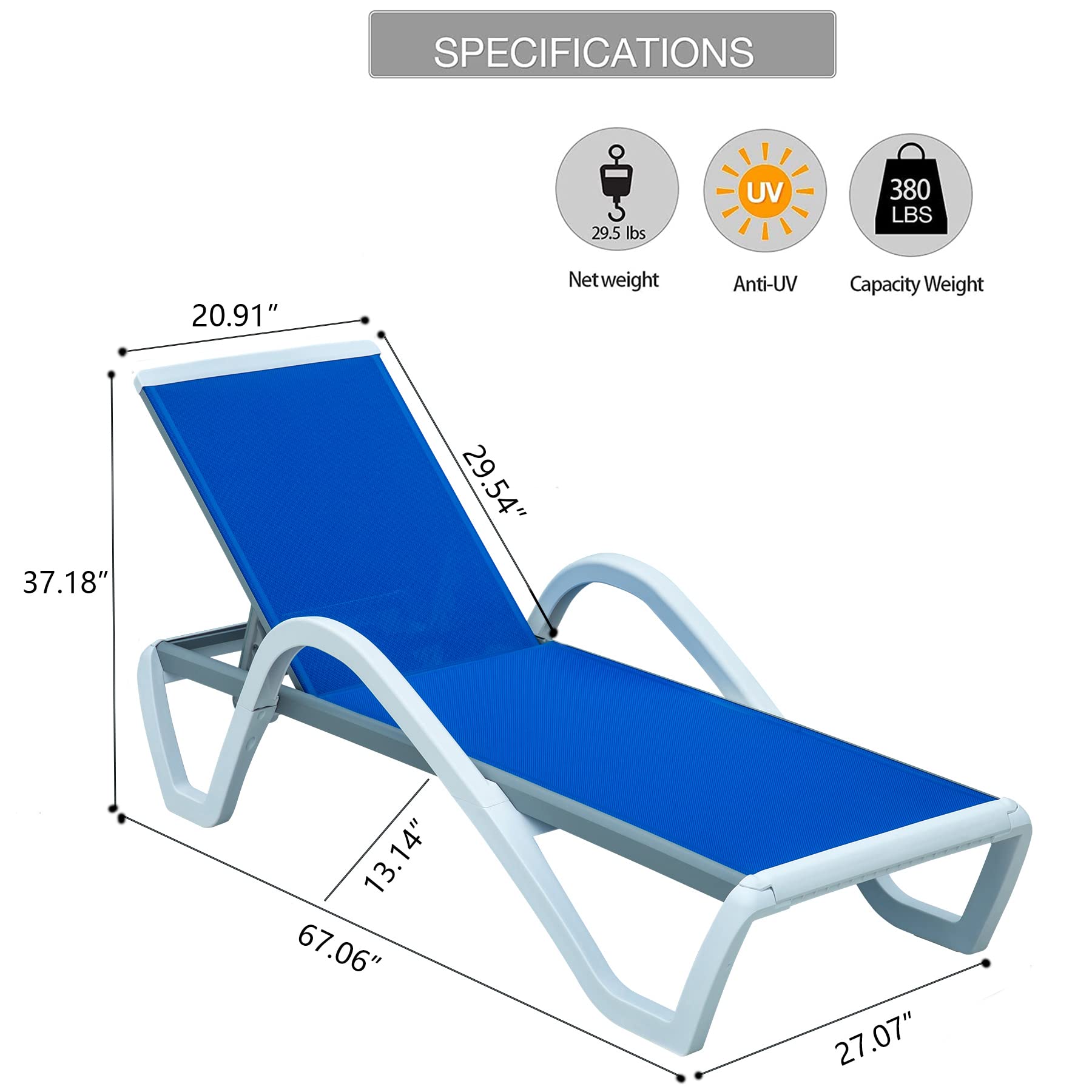 Premium Adjustable Aluminum Pool Lounge Chair with Textilene Fabric - All-Weather Outdoor Chaise Lounge for Patio, Deck, Garden & Poolside Relaxation | Durable & Comfortable with Armrests | Perfect for Sunbathing, Reading or Napping by the Pool