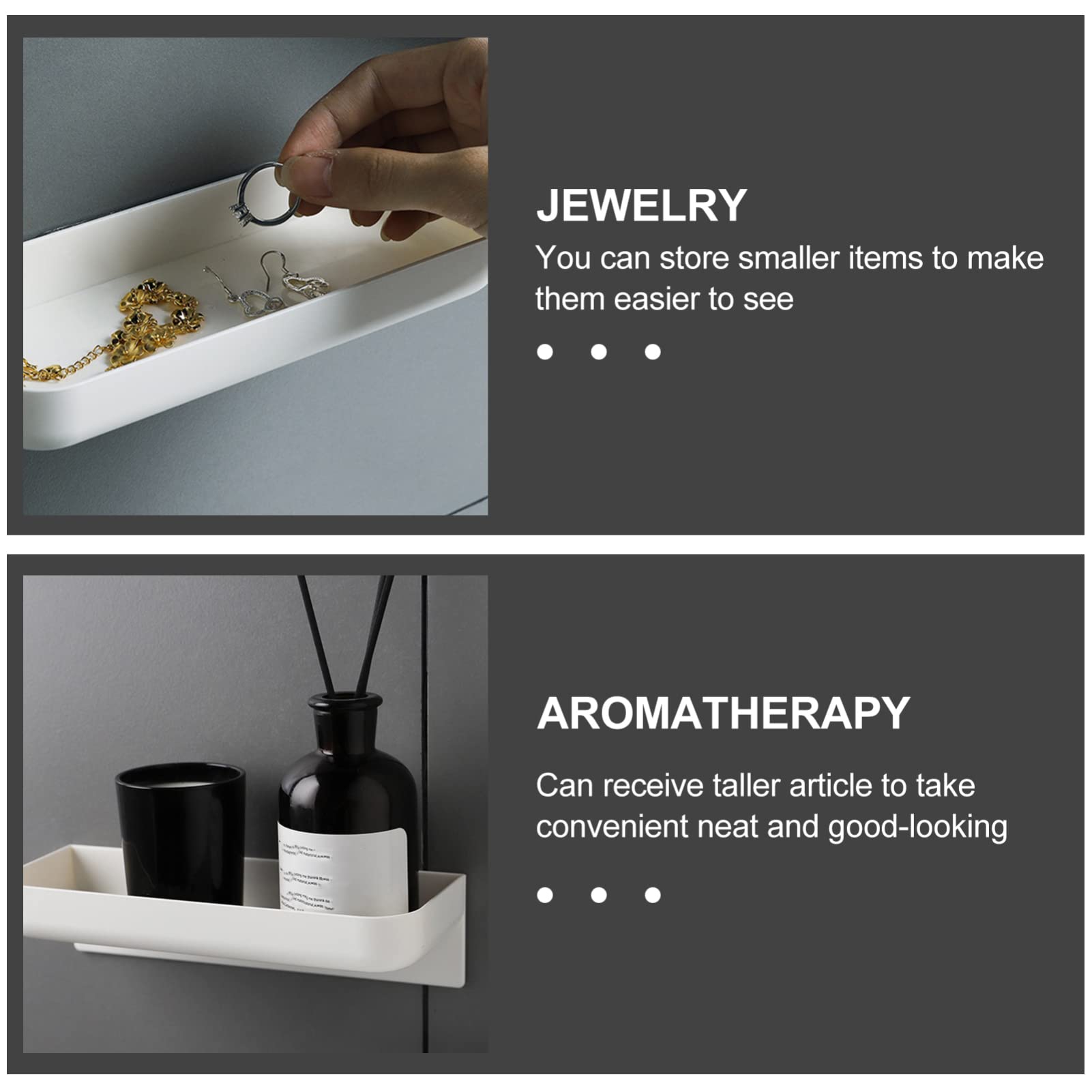 2-Pack White Floating Wall Shelves - Bathroom & Kitchen Storage Rack | Wall Mounted Display Shelves for Bathroom Essentials, Spices & Decor | Perfect for Small Space Organization in Bathrooms, Kitchens & Living Rooms