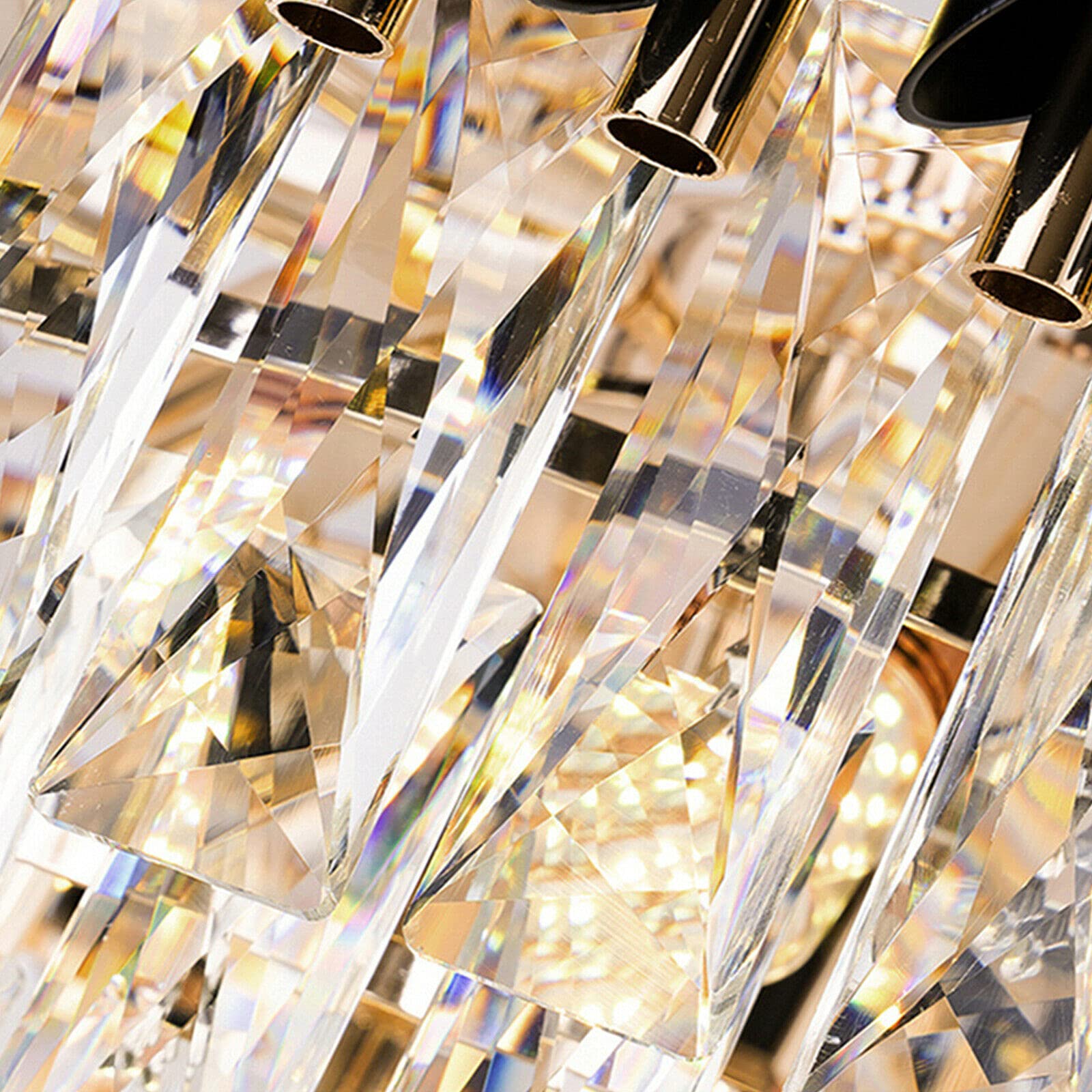 Modern 8-Light Rectangular Crystal Chandelier - E12 Base Chrome Linear Raindrop Hanging Light Fixture - 31.5