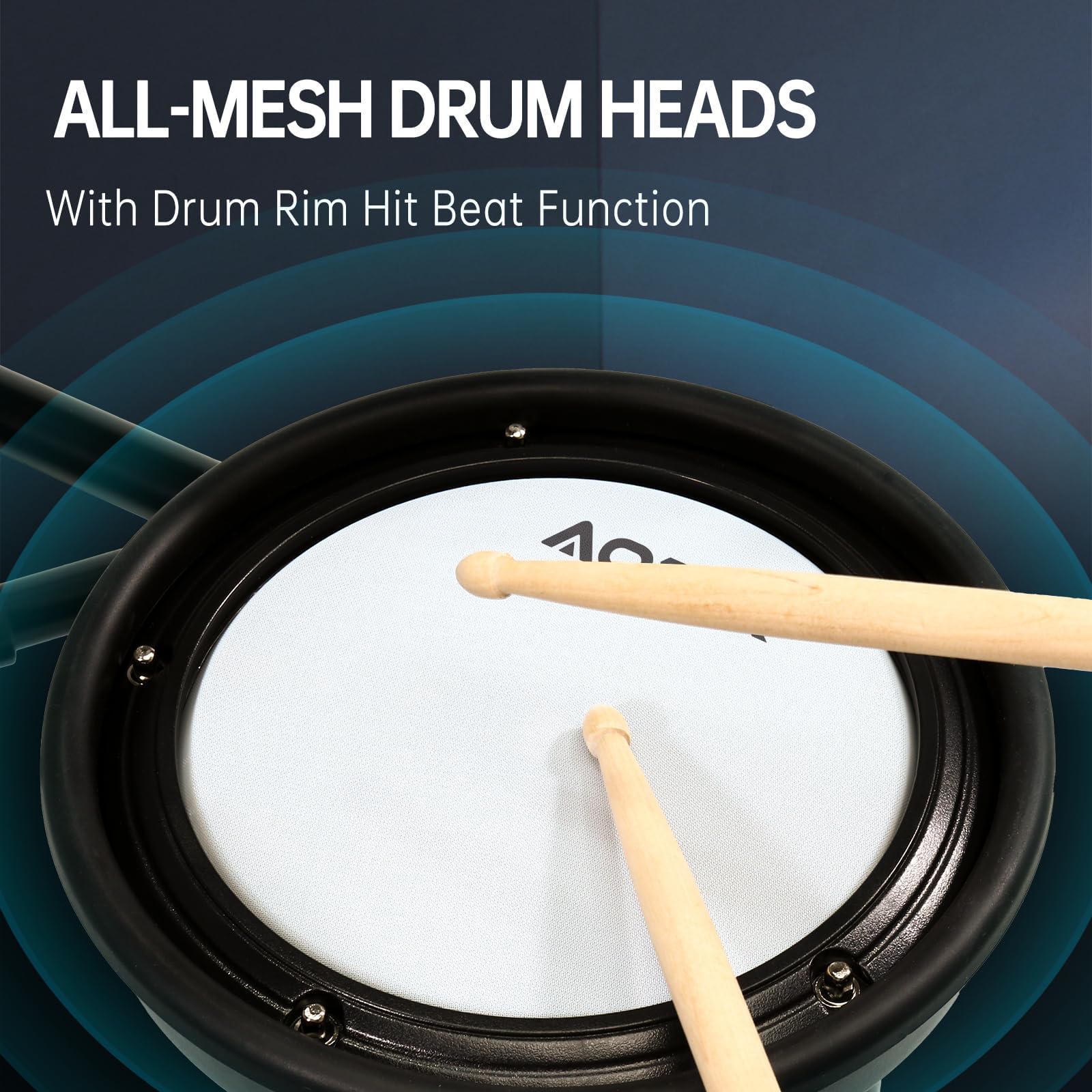 AODSK AED-403 Electric Drum Set with Quiet Mesh Pads - Best Electronic Drum Kit for Beginners & Teens - USB MIDI Connectivity, Includes Throne, Headphones & Drum Sticks - 15 Drum Kits & 195 Sounds - Perfect for Home Practice, Music Learning & Silent Jamming - Great for Bedroom Studios, Small Spaces & Apartment Living
