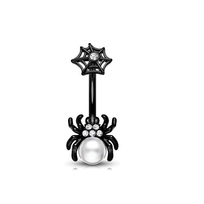 14G Goth Black Widow Vampire Bat Dangle Belly Button Rings - Body Jewelry for Piercing | Perfect for Halloween, Gothic Fashion & Alternative Style