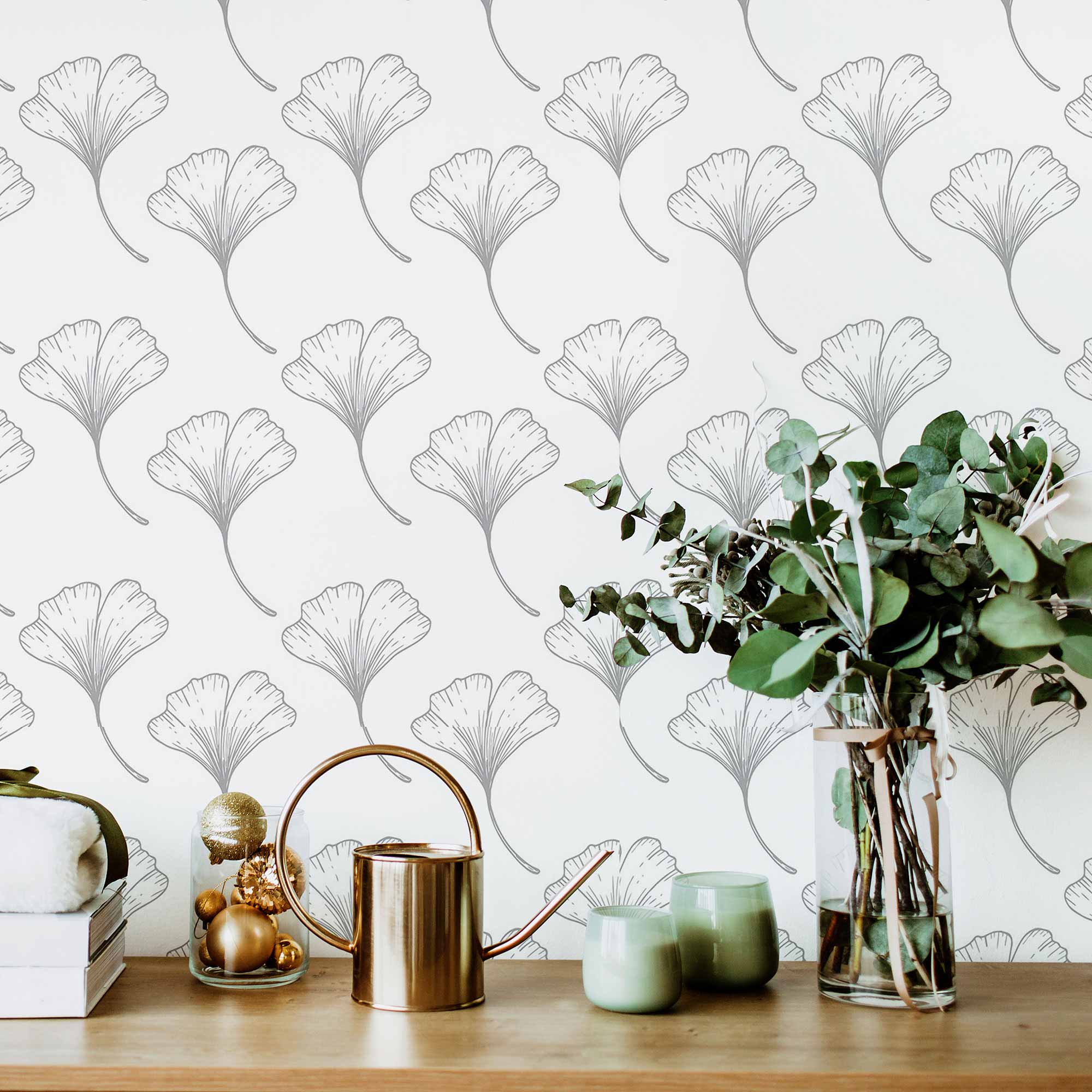 Black and White Floral Peel and Stick Removable Wallpaper - Self-Adhesive Decorative Wall Covering for Bedroom, Living Room, Office - Easy to Install & Remove - 1292