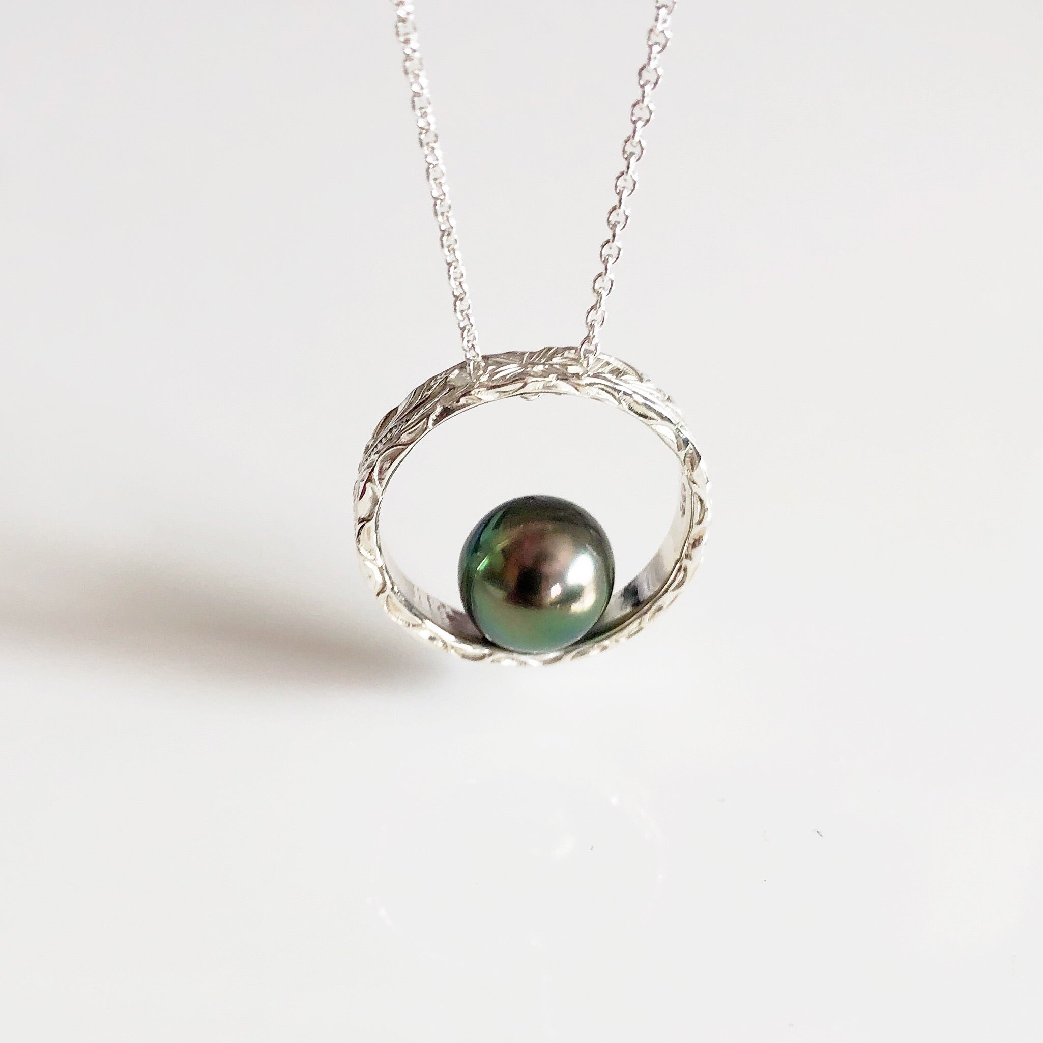 Tahitian Pearl Eternity Ring Necklace (N299) - Elegant Jewelry for Weddings, Anniversaries & Special Occasions