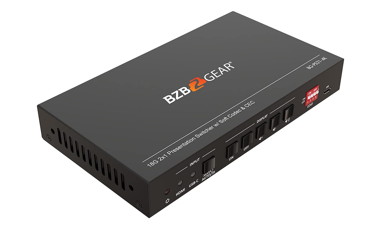 BZBGEAR 2-Port 4K UHD KVM Switch with HDMI, USB-C & USB 3.0 - BG-PS21-4K | Perfect for Home Office, Gaming & Multi-Device Presentations
