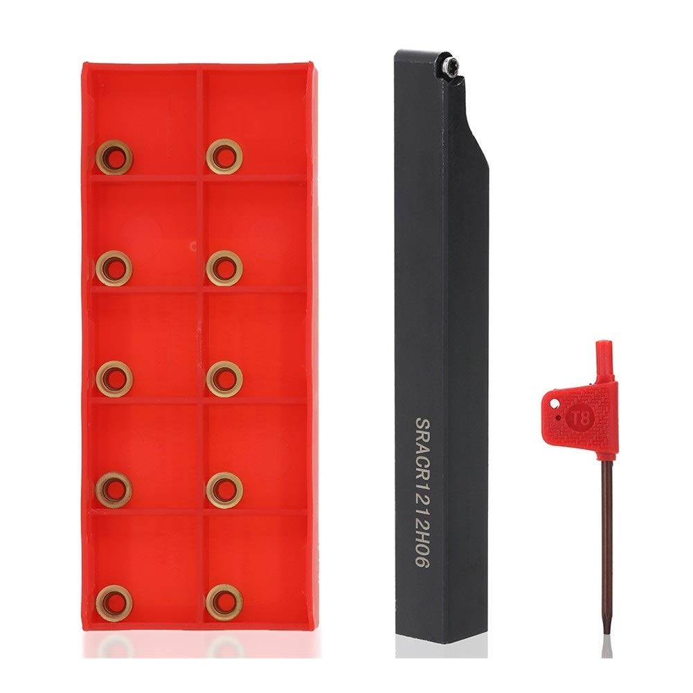 SRACR1212H06 Indexable Boring Bar Lathe Tool with Carbide Insert - CNC Wood Turning Tools Holder & Wrench - Perfect for Metal & Wood Lathe Turning, Milling Operations