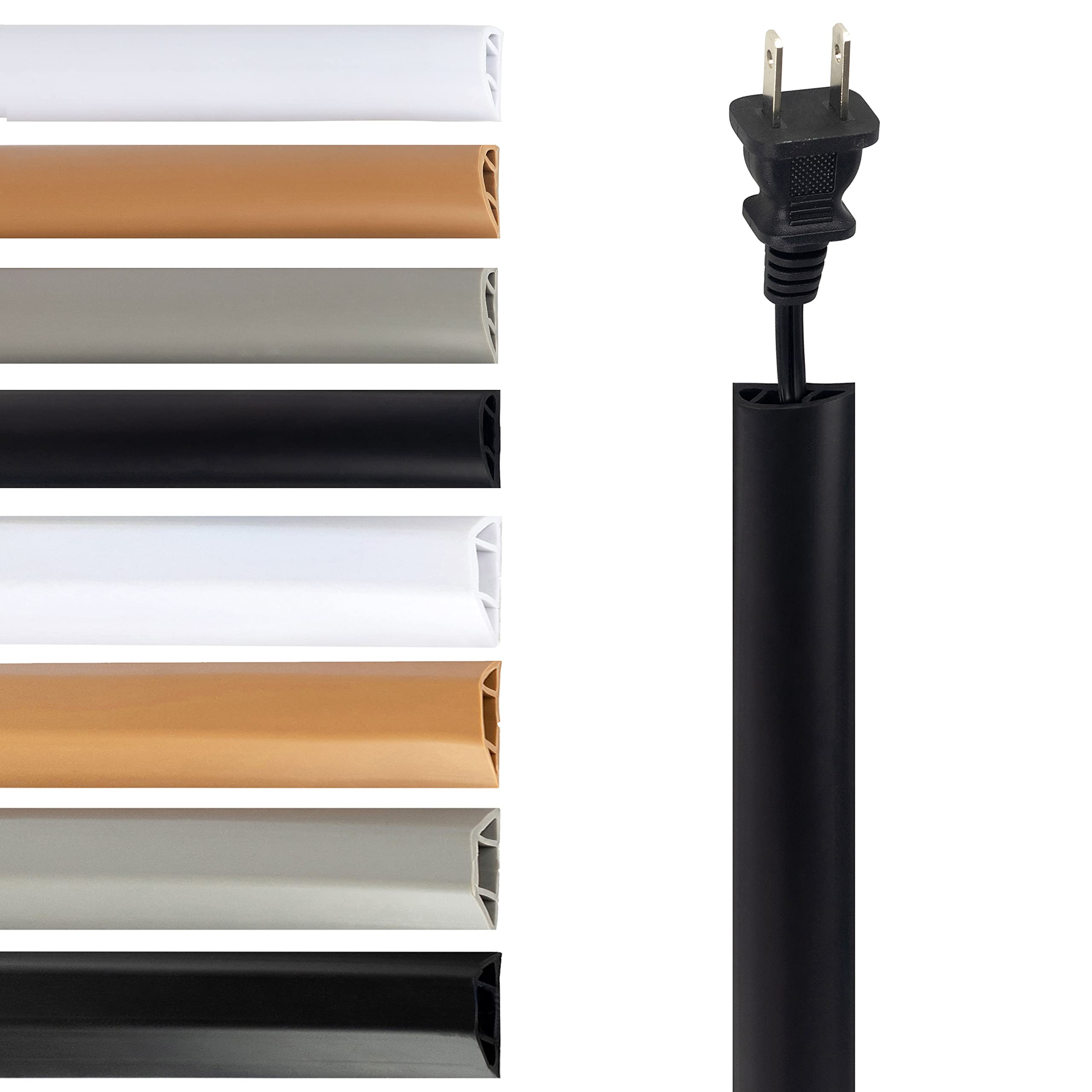 Self-Adhesive Rubber Bond TV Cord Hider - 6ft Black Low Profile Cable Protector & Concealer for Wall Cable Management - Perfect for Home Theater, Office & Living Room Organization