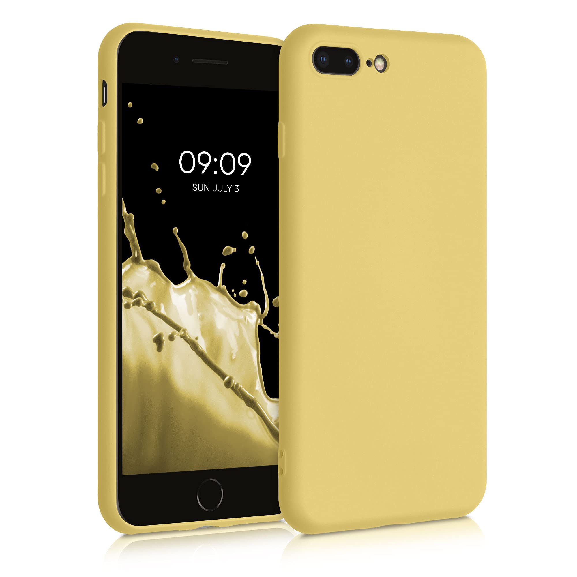 kwmobile Slim Protective TPU Silicone Case for Apple iPhone 7 Plus & iPhone 8 Plus - Shockproof Phone Cover in Smooth Yellow - Perfect for Everyday Use, Work & Outdoor Activities