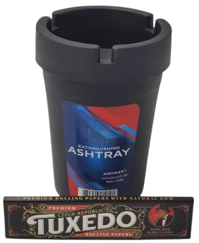 Premium CR Extinguishing Ashtray & Tuxedo King Size Rolling Papers – Perfect for Smoking Enthusiasts, Outdoor Camping, and Social Gatherings