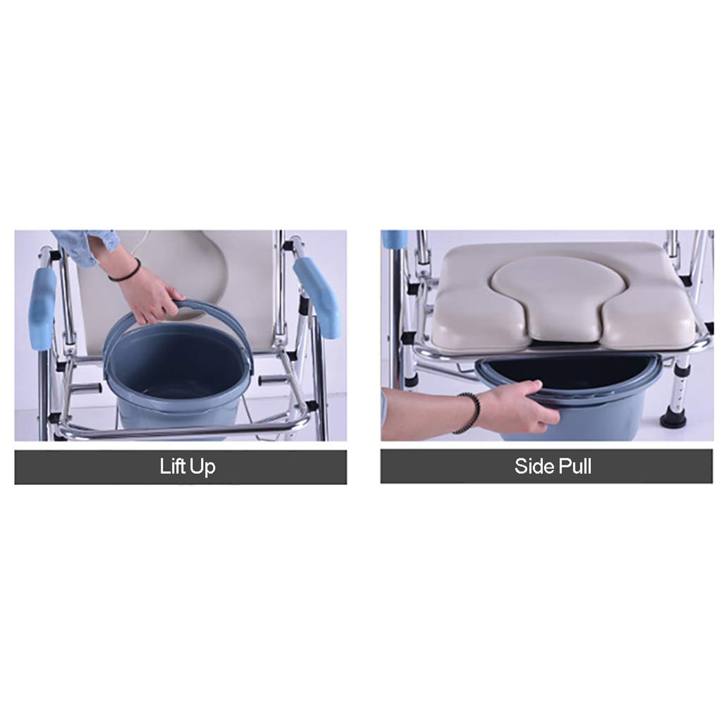 3 in 1 Bedside Commode Chair - Adjustable Height Toilet Safety Frame with Padded Arms & Commode Bucket - Medical Grade Aluminum Alloy for Elderly & Disabled - Home Bathroom & Hospital Use