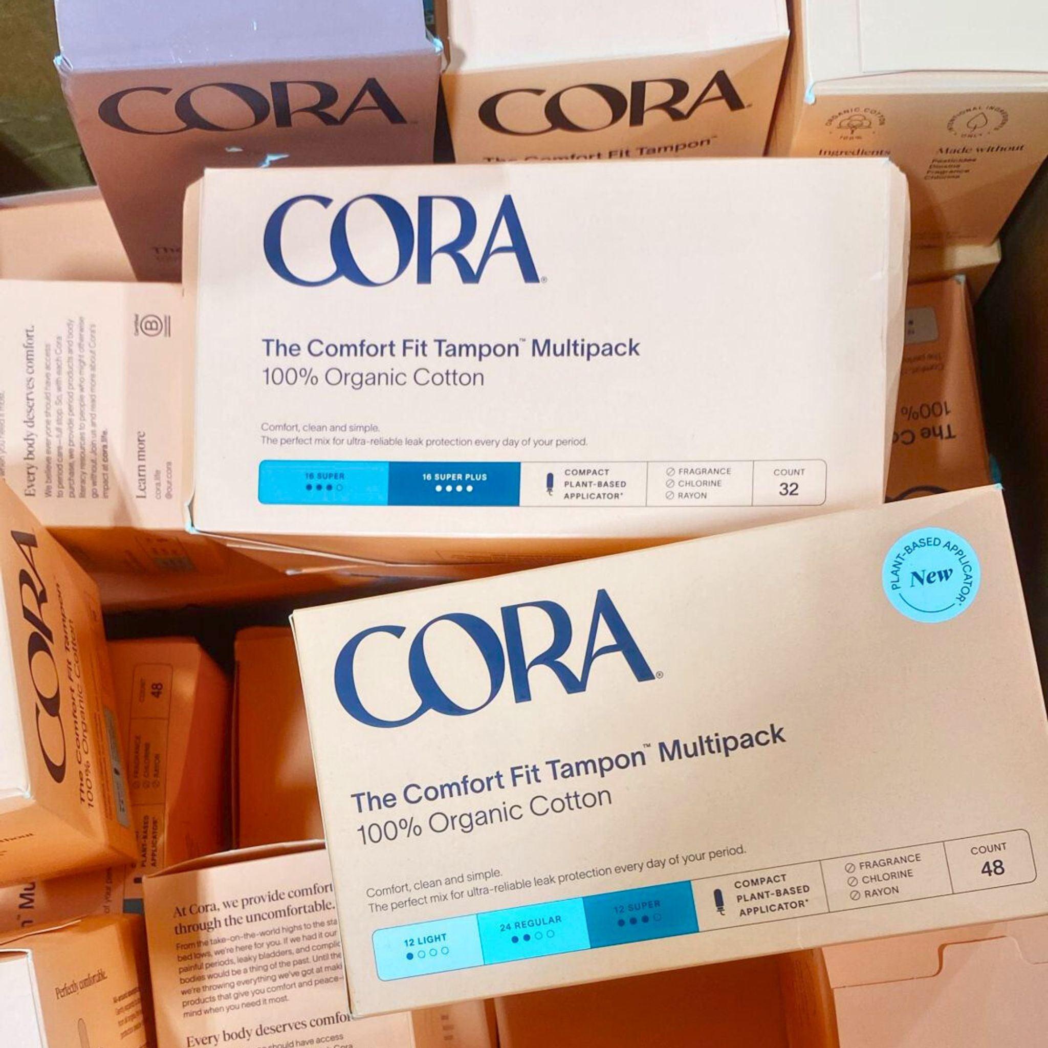 Organic Cotton Tampons - CORA Assorted Count Tampon Packs (33 Pcs) | 100% Natural, Hypoallergenic | Perfect for Travel, Gym & Active Lifestyle
