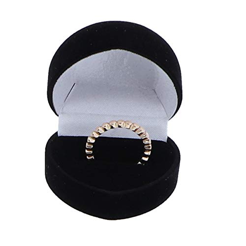 Li'Shay Velvet Box Ring Holder - Black Heart Jewelry Organizer for Women | Elegant Ring Display Case for Engagement, Wedding & Travel | Perfect Gift for Brides & Jewelry Lovers