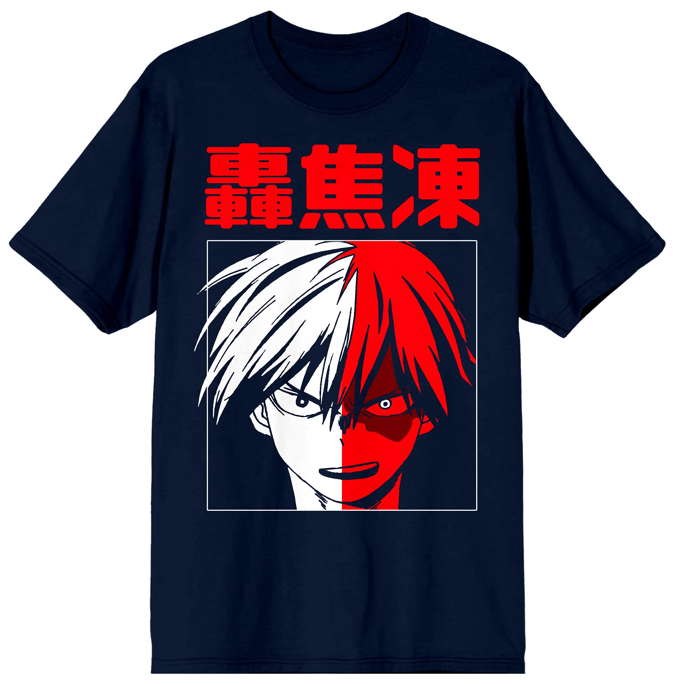 My Hero Academia Todoroki Anime Graphic Tee for Men - Navy Blue Casual Shirt for Cosplay, Anime Conventions & Everyday Wear